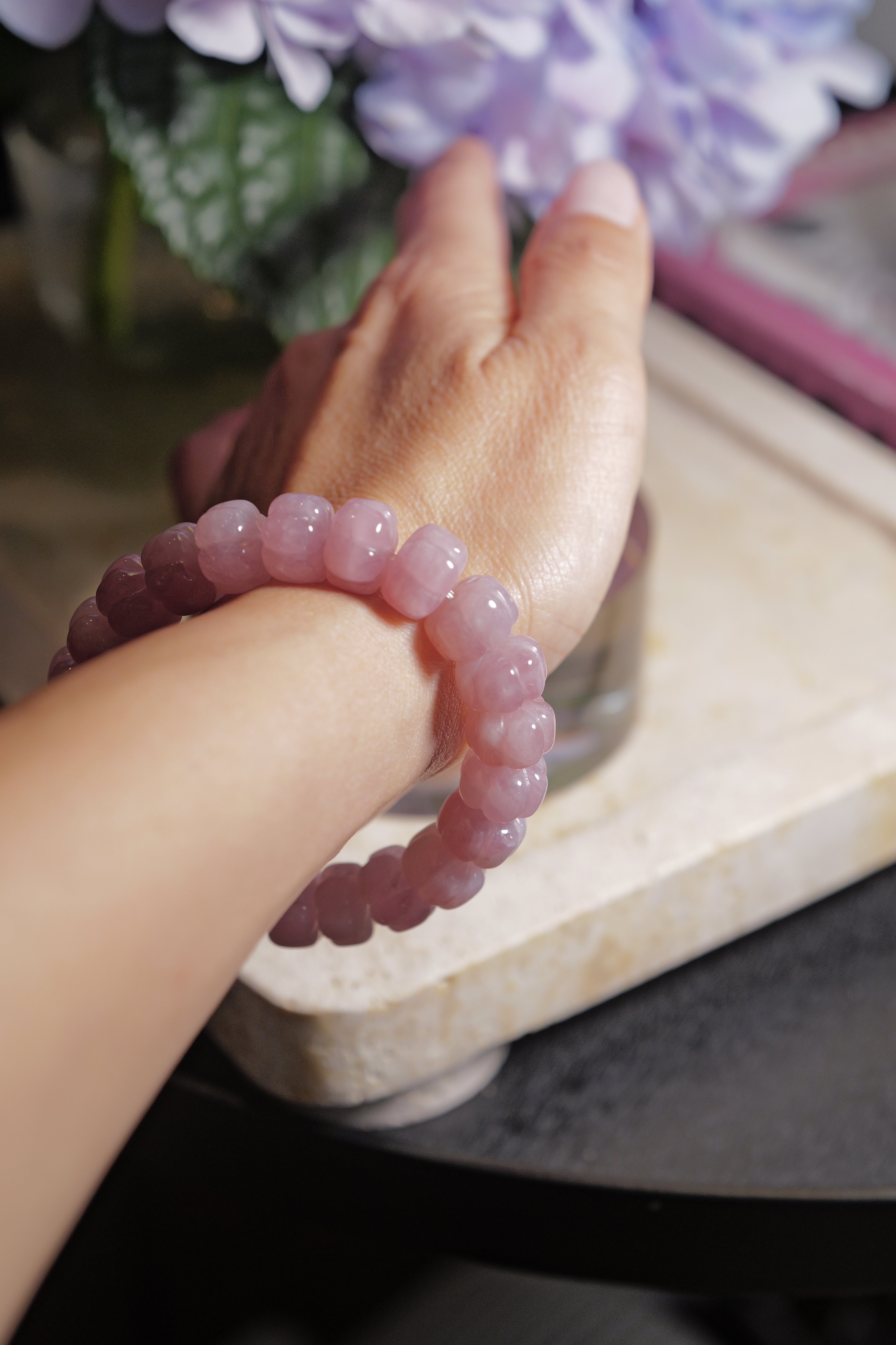 ༒ 手圍16cm 12mm 紫馬粉粉水晶手串༒  BR.3627HA8ZAM-RB16* 2sf
