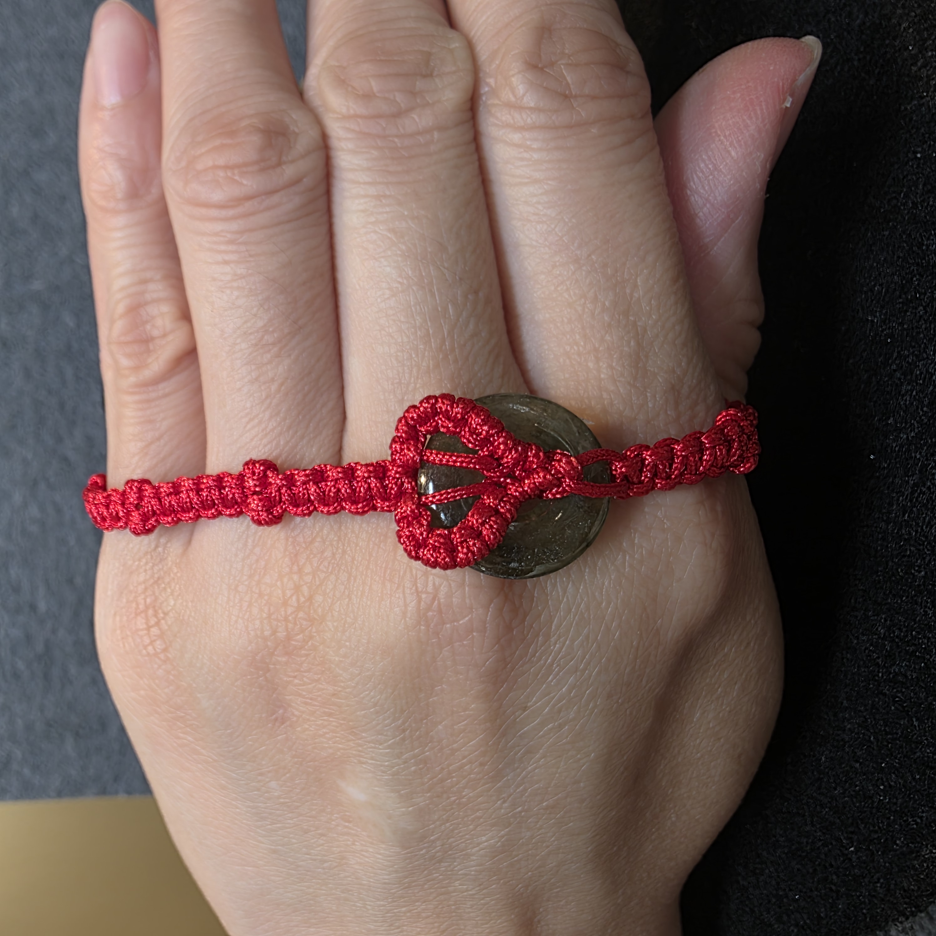 瑪瑙平安扣織繩手鏈