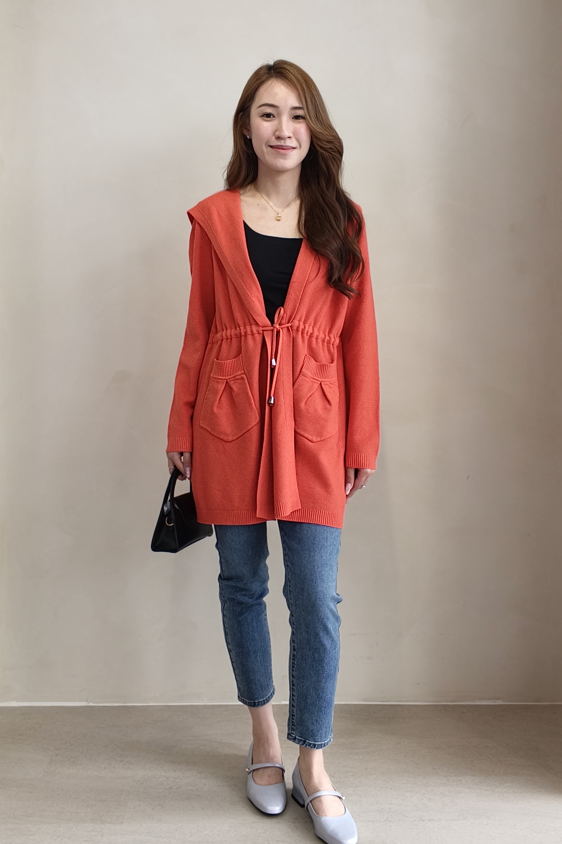 628 Striped Tie-Belt Slim Jeans