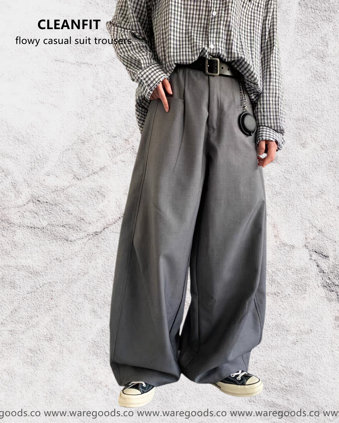 W1406垂感鬆身直筒西褲