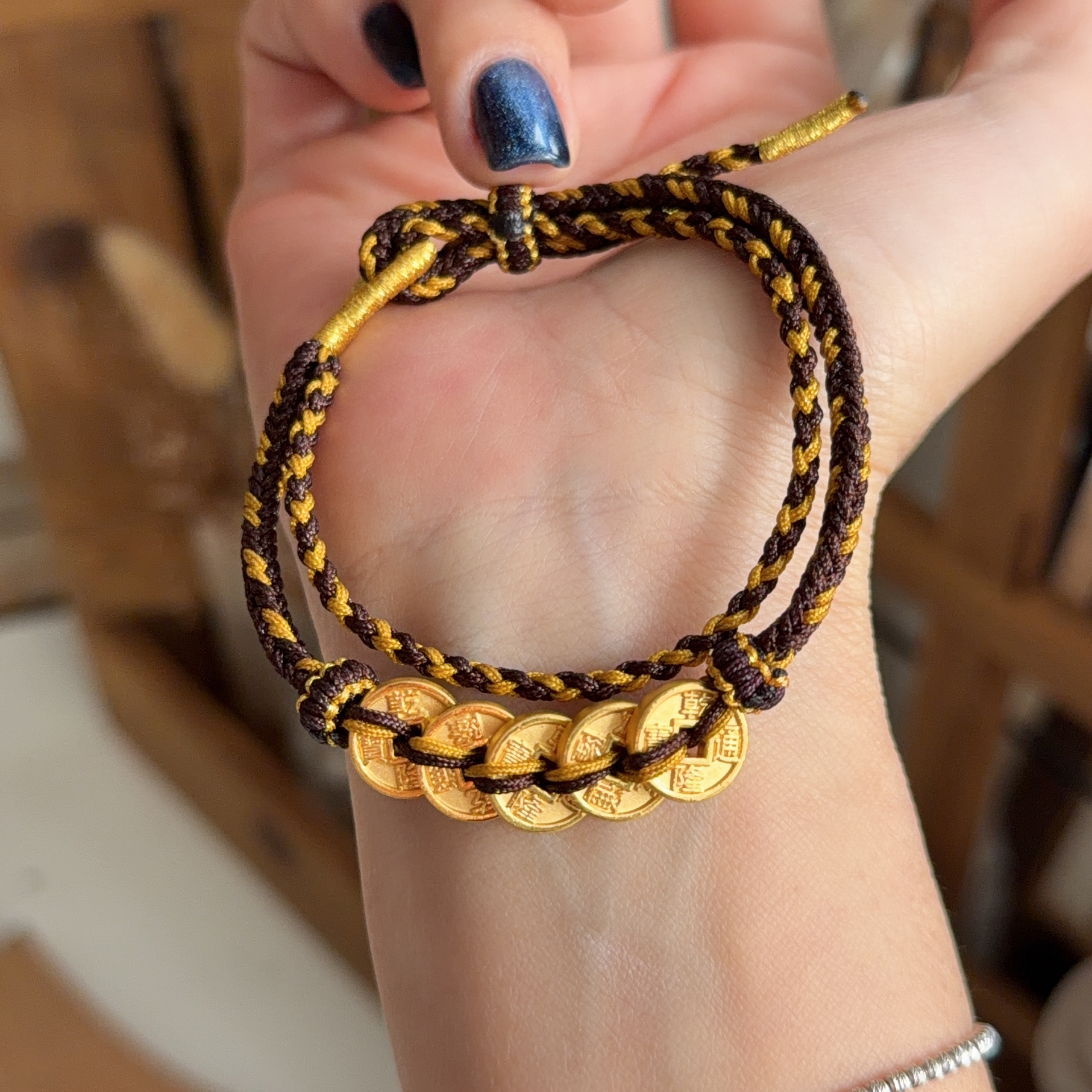 999硬金五帝幣手繩