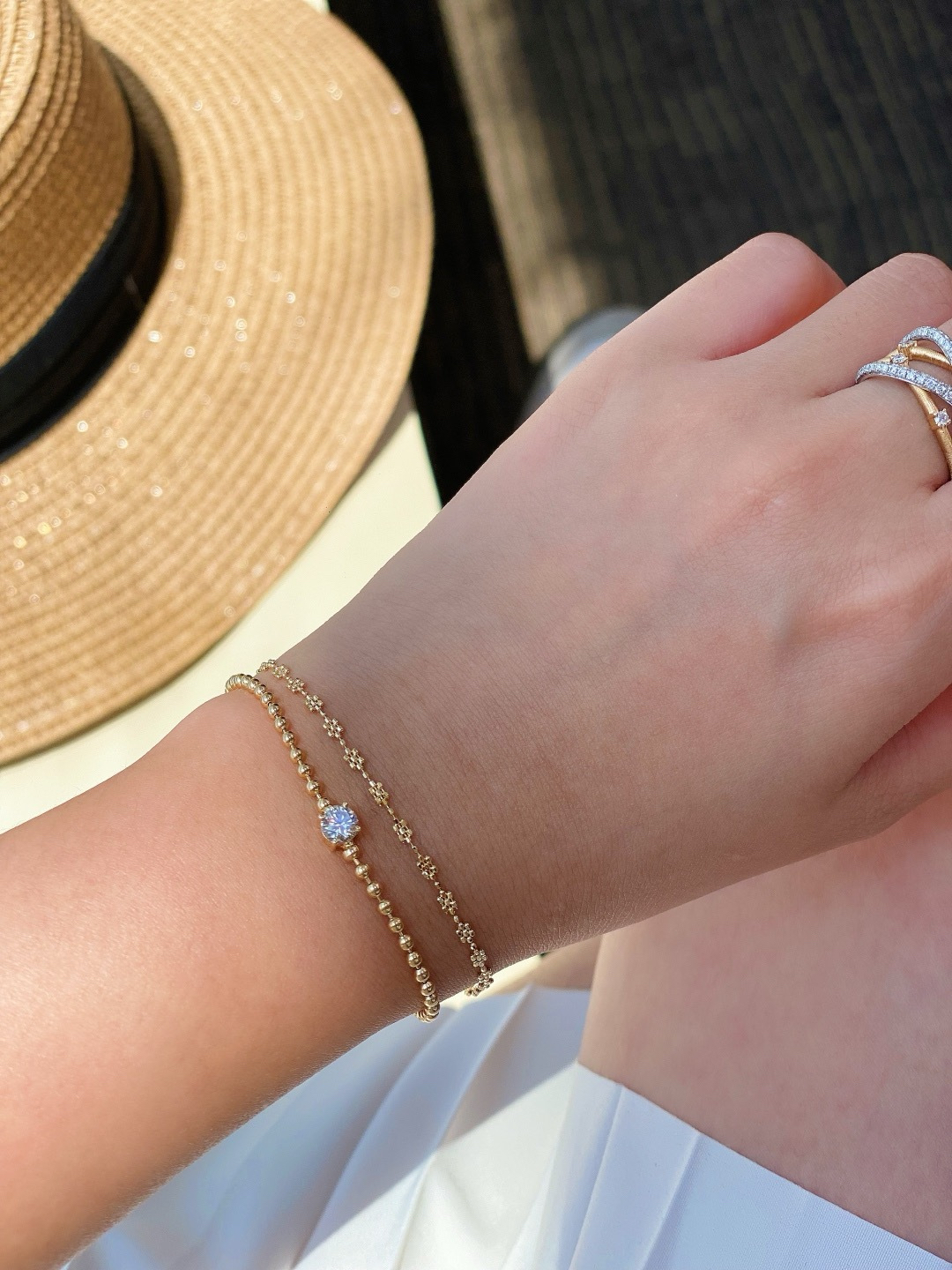 Diamond Gold Bead Bracelet N240259