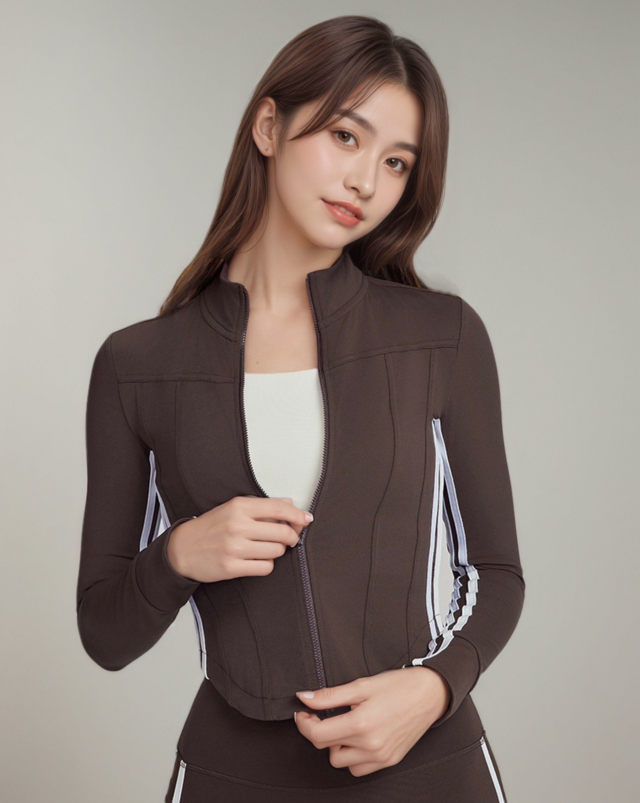 高級感修身立領拉鍊瑜珈外套