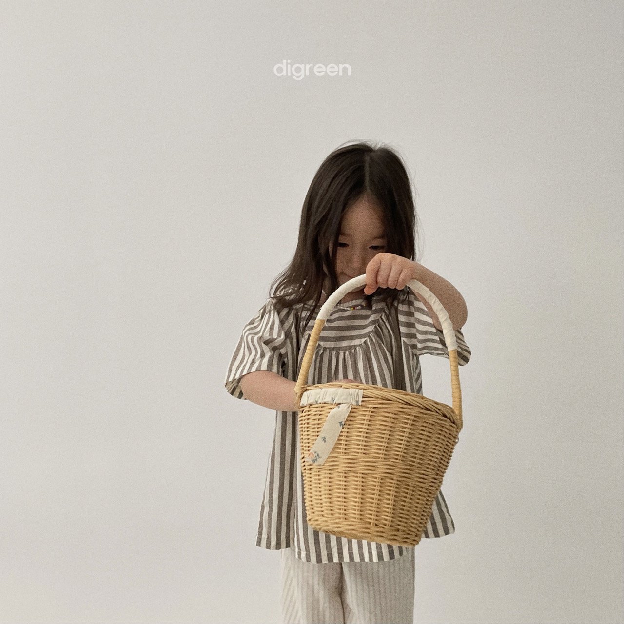 Digreen ｜stripe Blouse （Blue M 90-100)