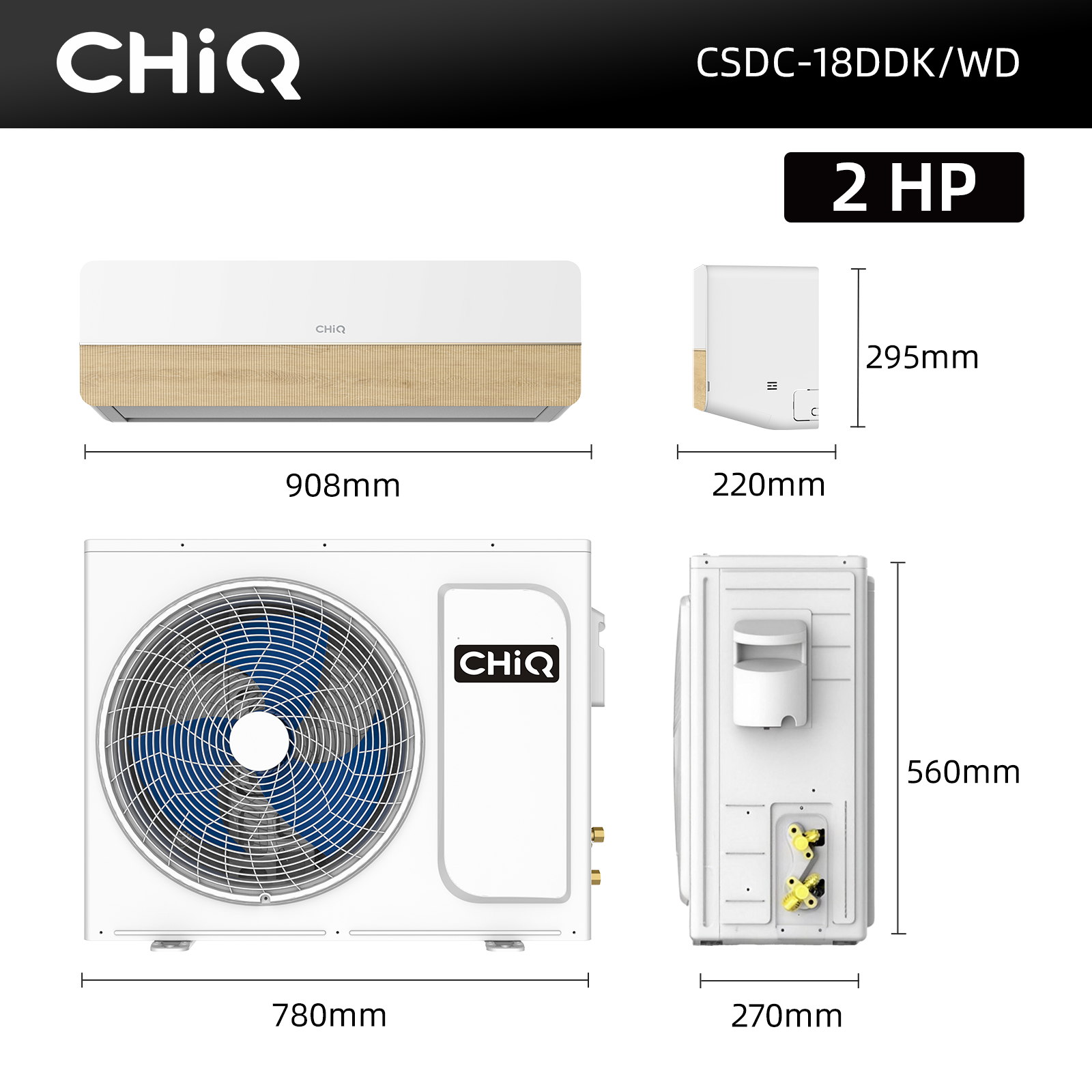 CHiQ 2.0HP R32 Inverter Grace Wooden Air Conditioner (CSDC-18DDK/WD)