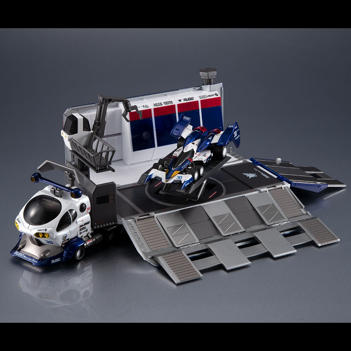 (預訂訂金 $300) (總價 $895) MegaHouse C.F.C. -HE- DX Cyber​​ Formula Collection -Heritage Edition- Sugolegerd 10V5000 & Super Asurada 01 Circuit Mode CFC -HE- DX 新世紀GPX 高智能方程式 菅生車隊運輸維修車 10V5000 & 超級雷神 01 Circuit Mode 套裝 (行版)