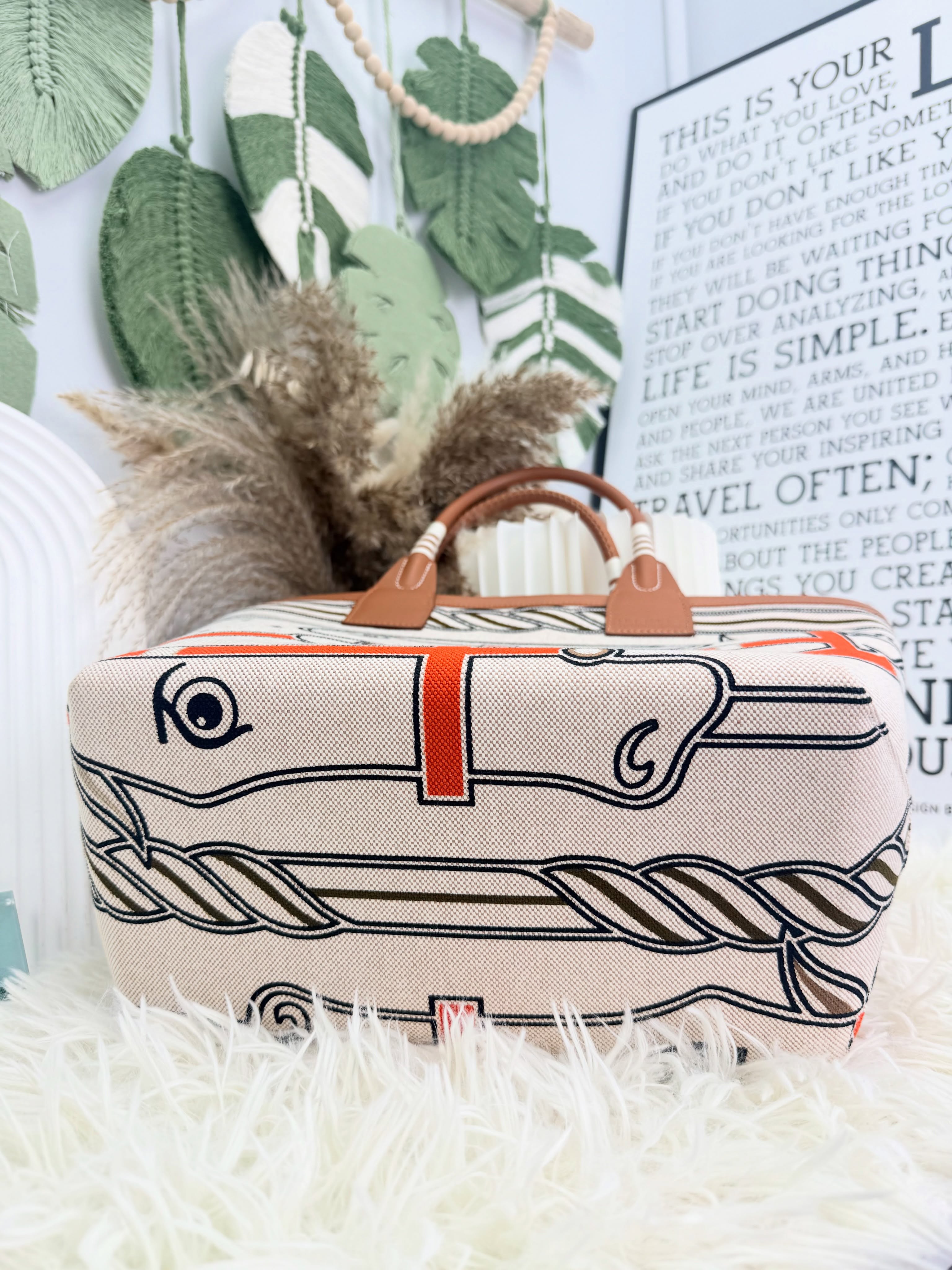 Hermes👜沒使用品 🛍️steeple25馬頭帆布手提包 特別版 b stamp 全套
