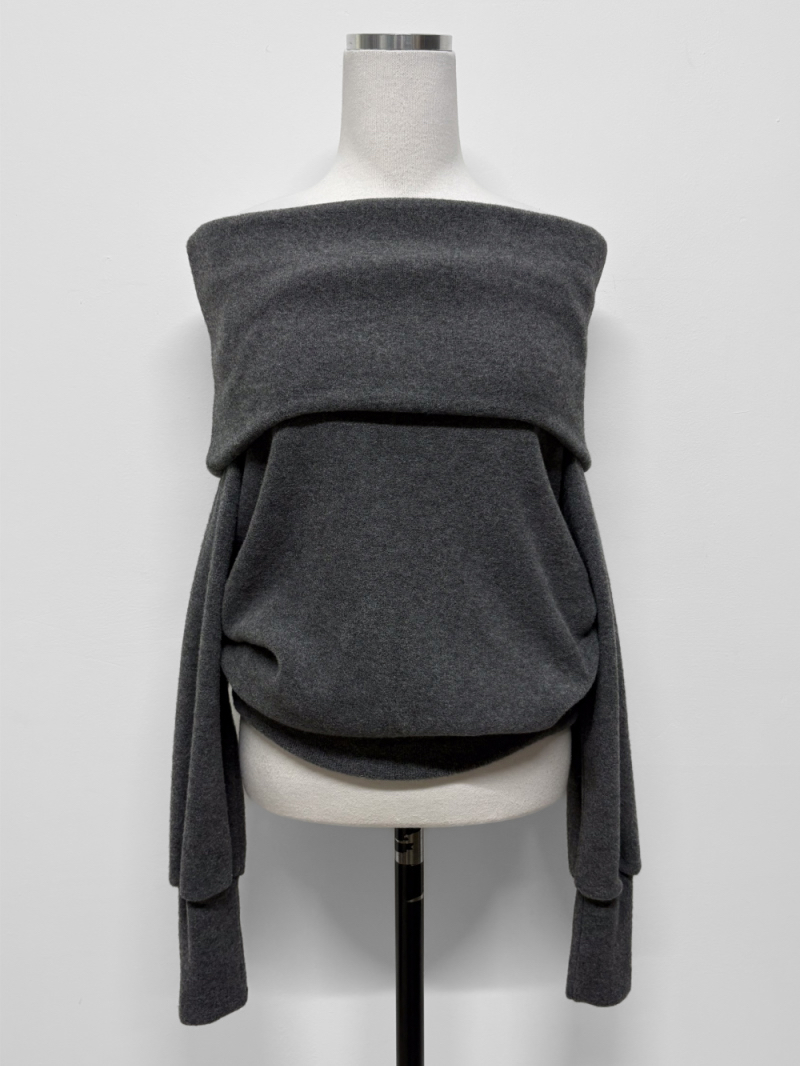 Soft Foldover Off-Shoulder Knit Top