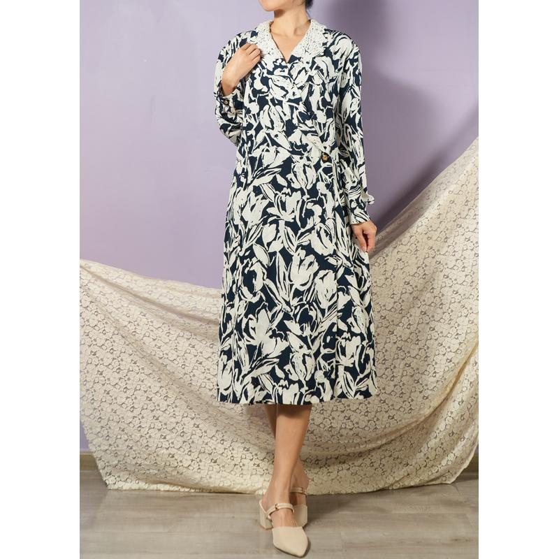 Plus Size Vintage Japanese Tulip Pattern with Extra Lace Collar Day Dress(MT1608-146)