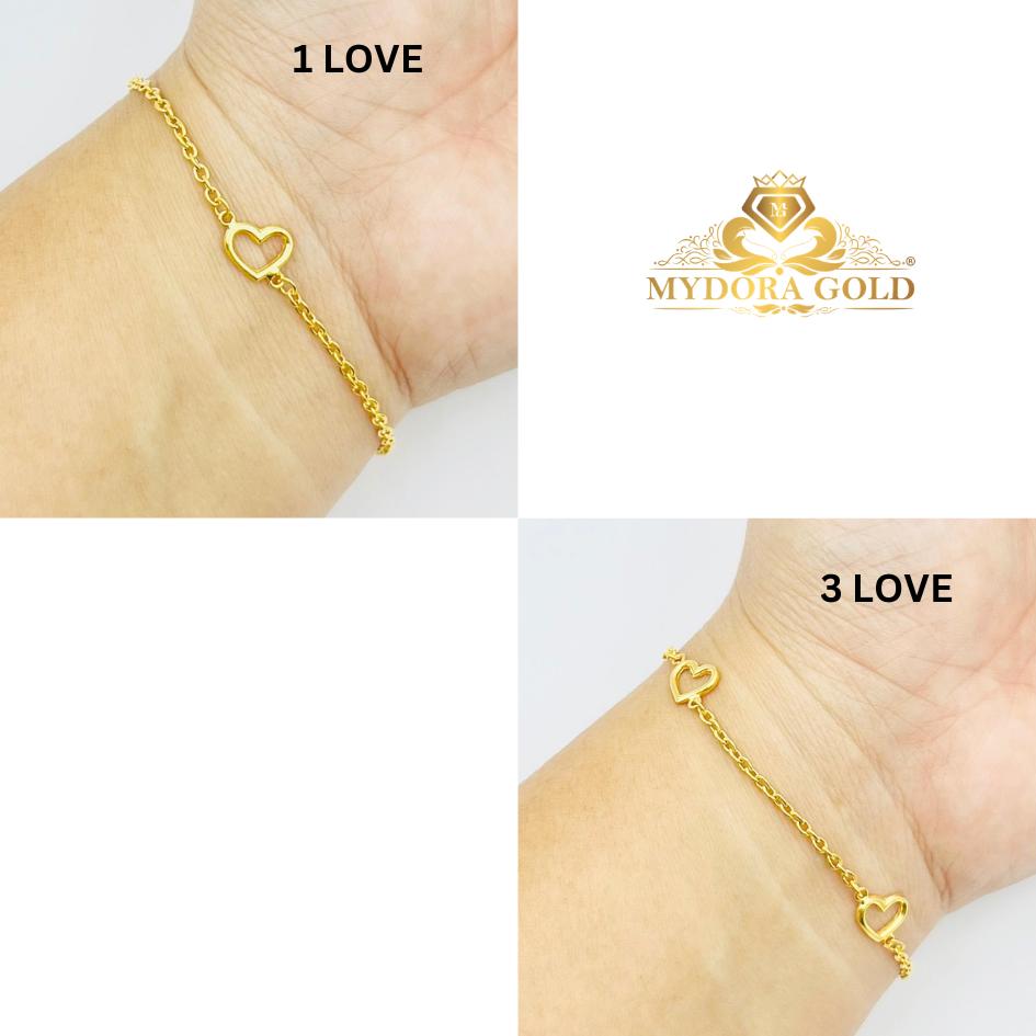 MYDORA Rantai Tangan Sauh + Love Bingkai l EMAS 916/22K