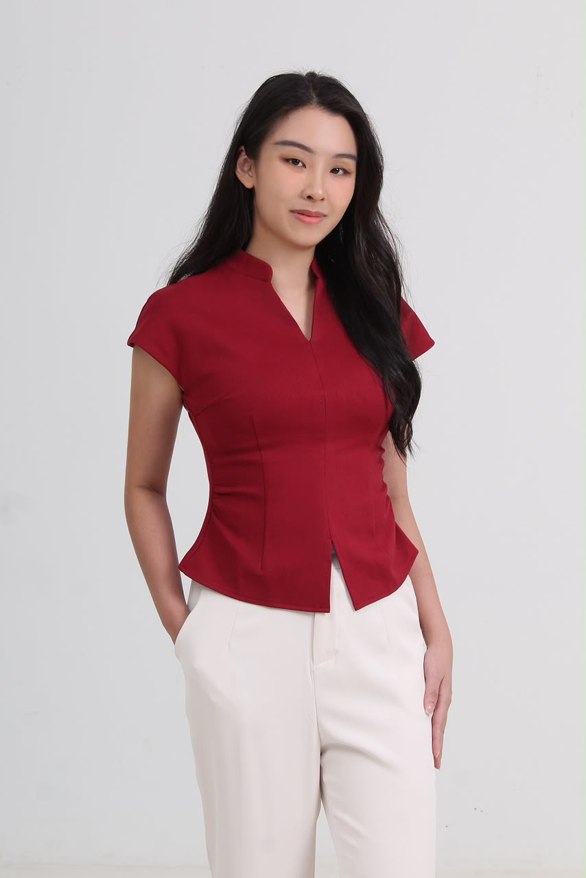 MFY10027 Mandarin Collar Structured Slim Fit Top