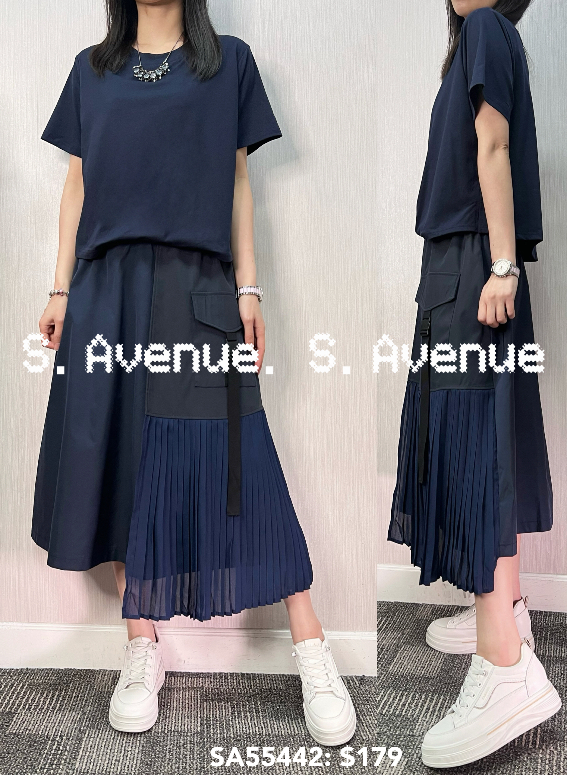 SA55442: 短袖側軍袋百撍不規則腳op