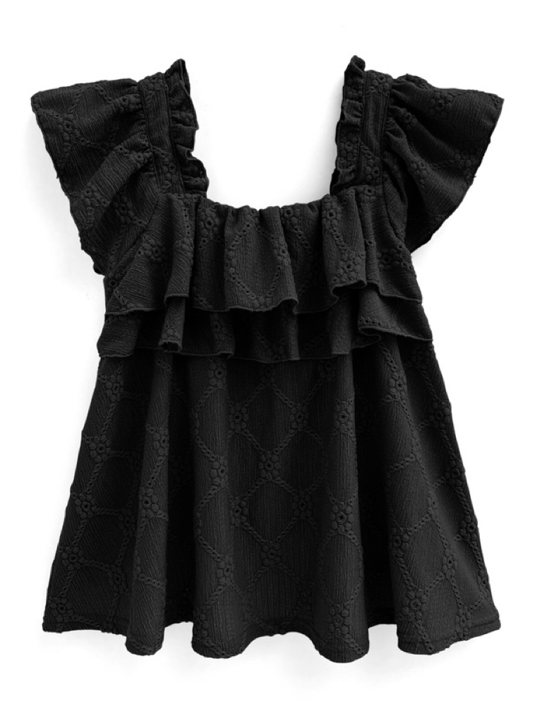 菱紋鈎花娃娃上衣(JP)[黑色]363648