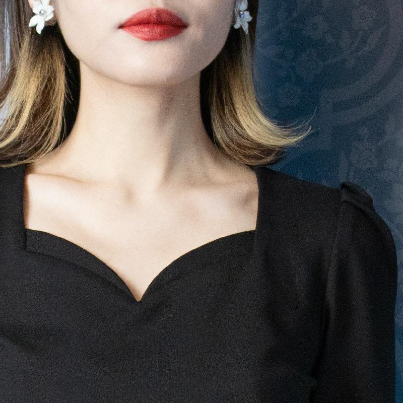 (SOLD OUT) The 40s Double Sweetheart Top -Black(FM149)