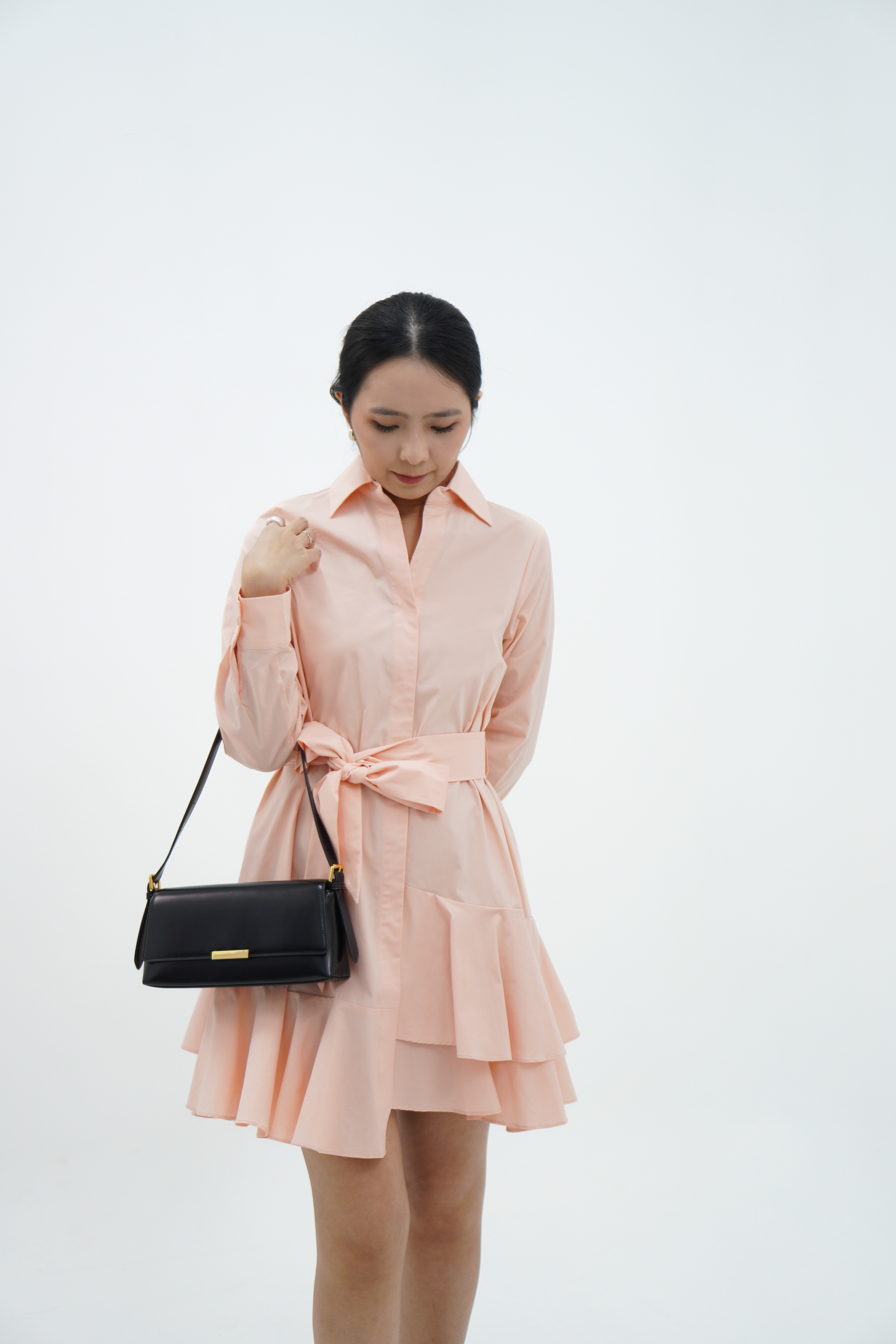 【设计师款】长袖层叠下摆连衣裙 Long Sleeve Dress with Ruffle Hem