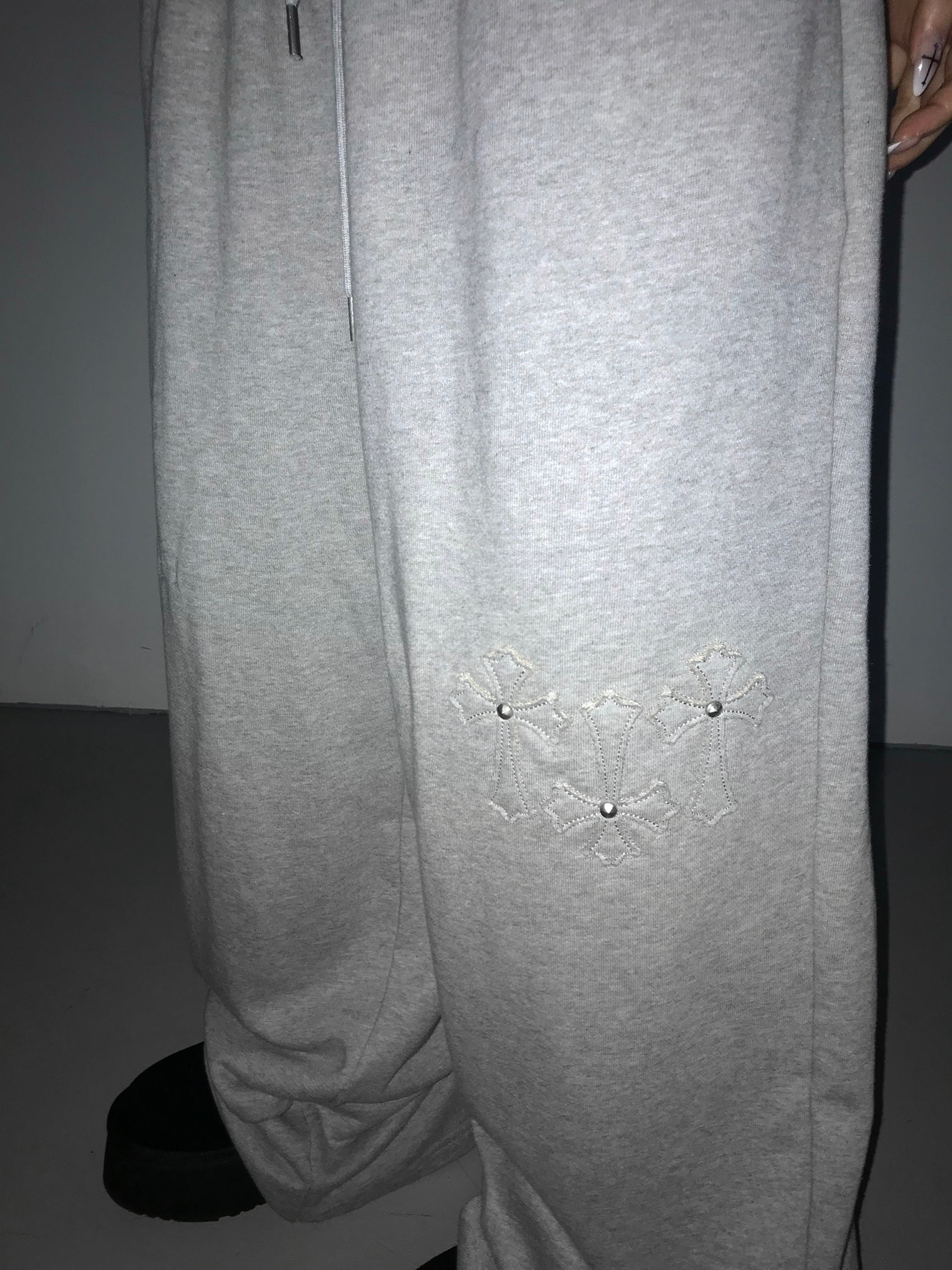 Studded Cross Wide Leg Sweatpants
