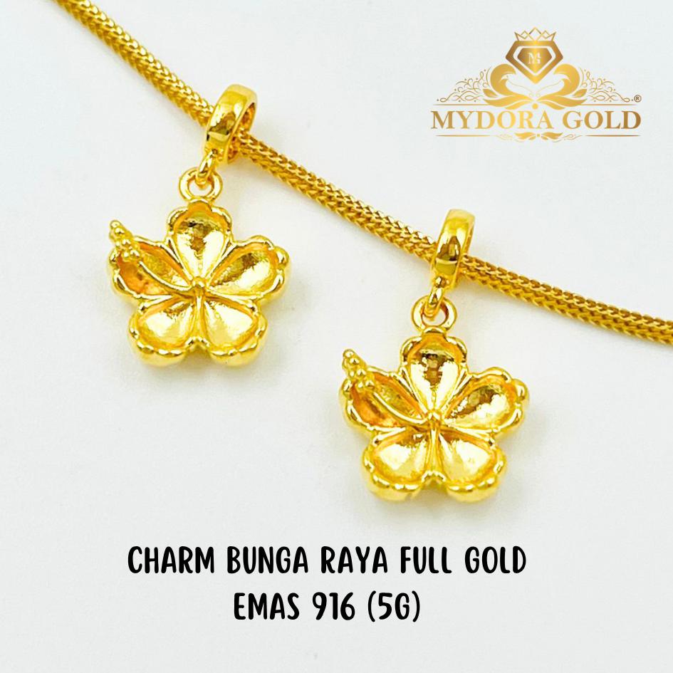 MYDORA Charm Bunga Raya Full Gold (5G) l EMAS 916/22K