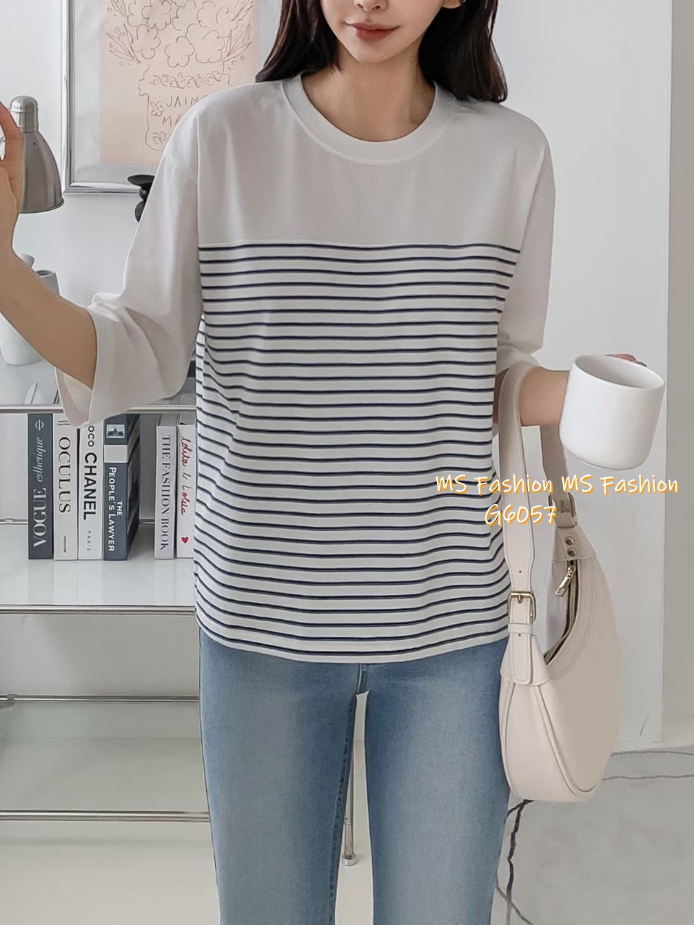 G6057 韓國🇰🇷橫間中袖top