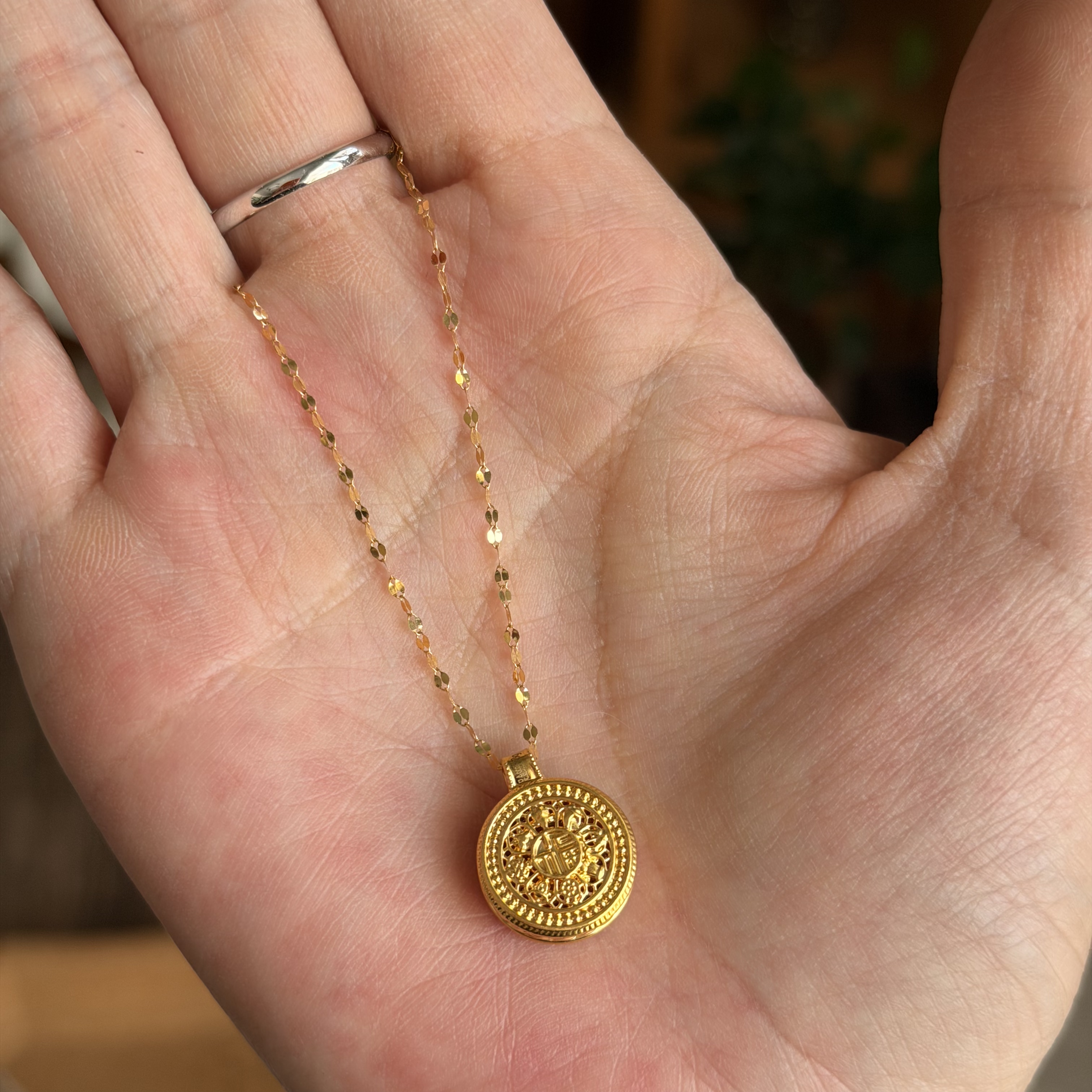 999硬金金錢吊墜（可轉動）