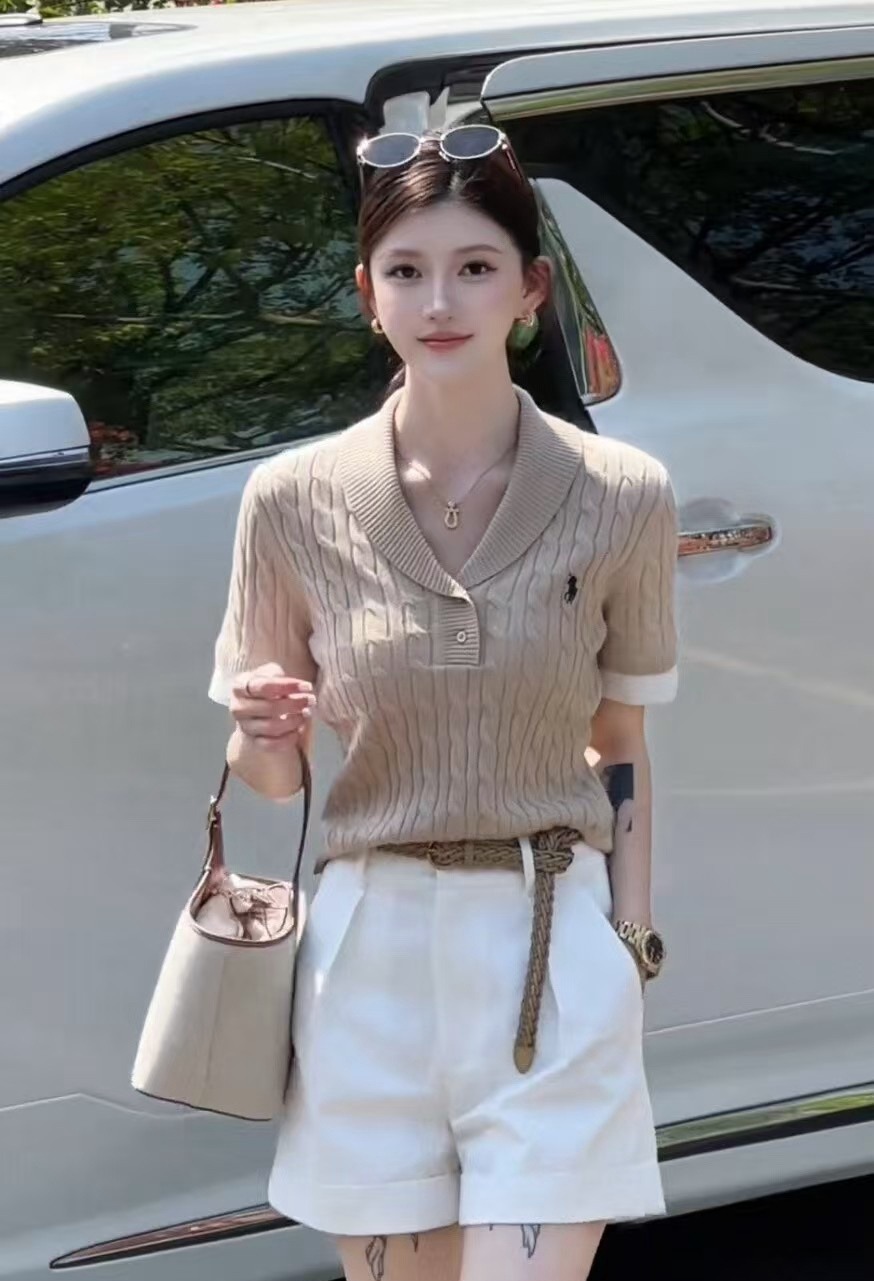 預訂 RL Polo 小馬刺繡麻花針織短袖棉衫 