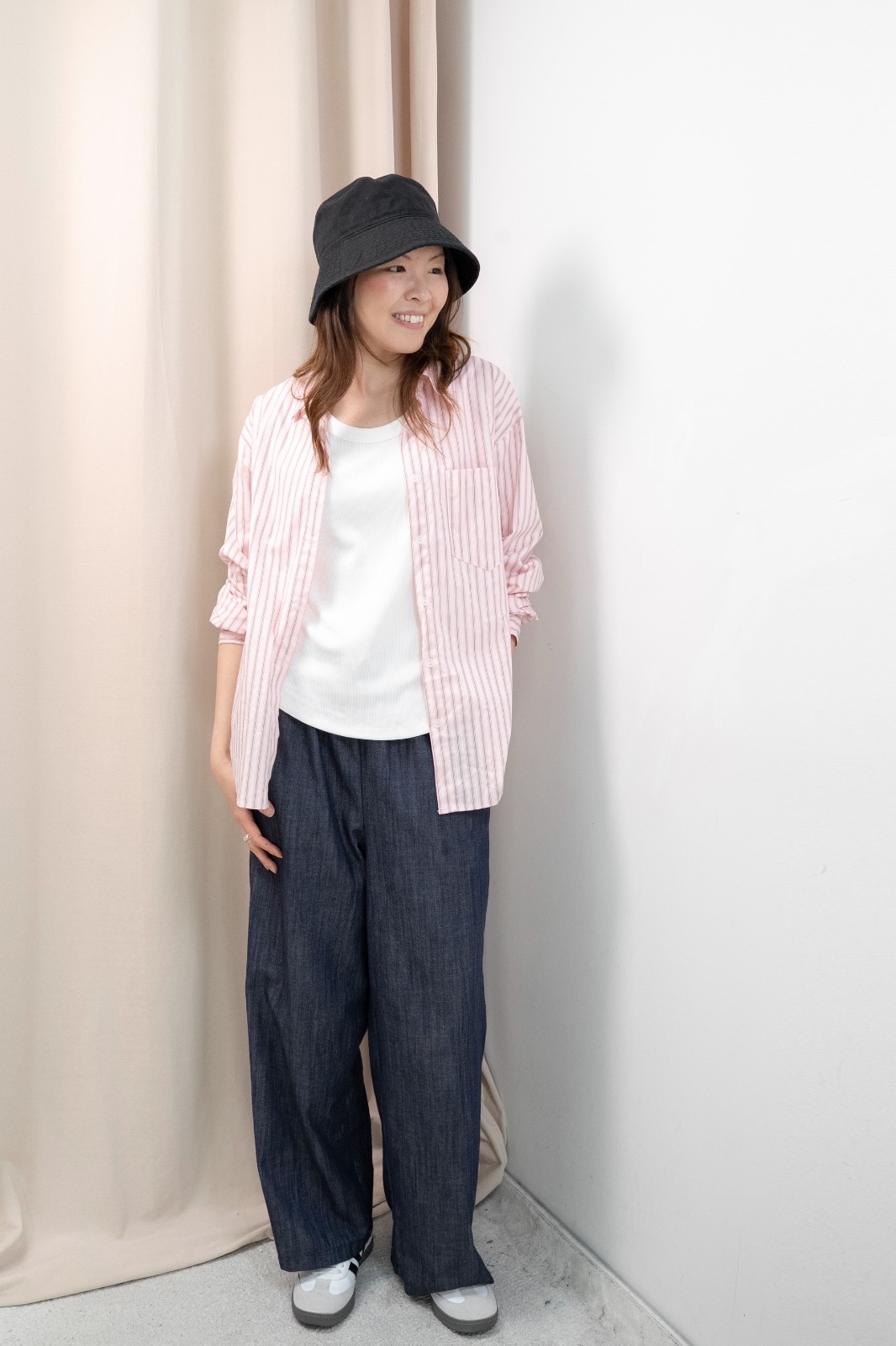 直間紋Smart causal 襯衫（粉紅啡間）