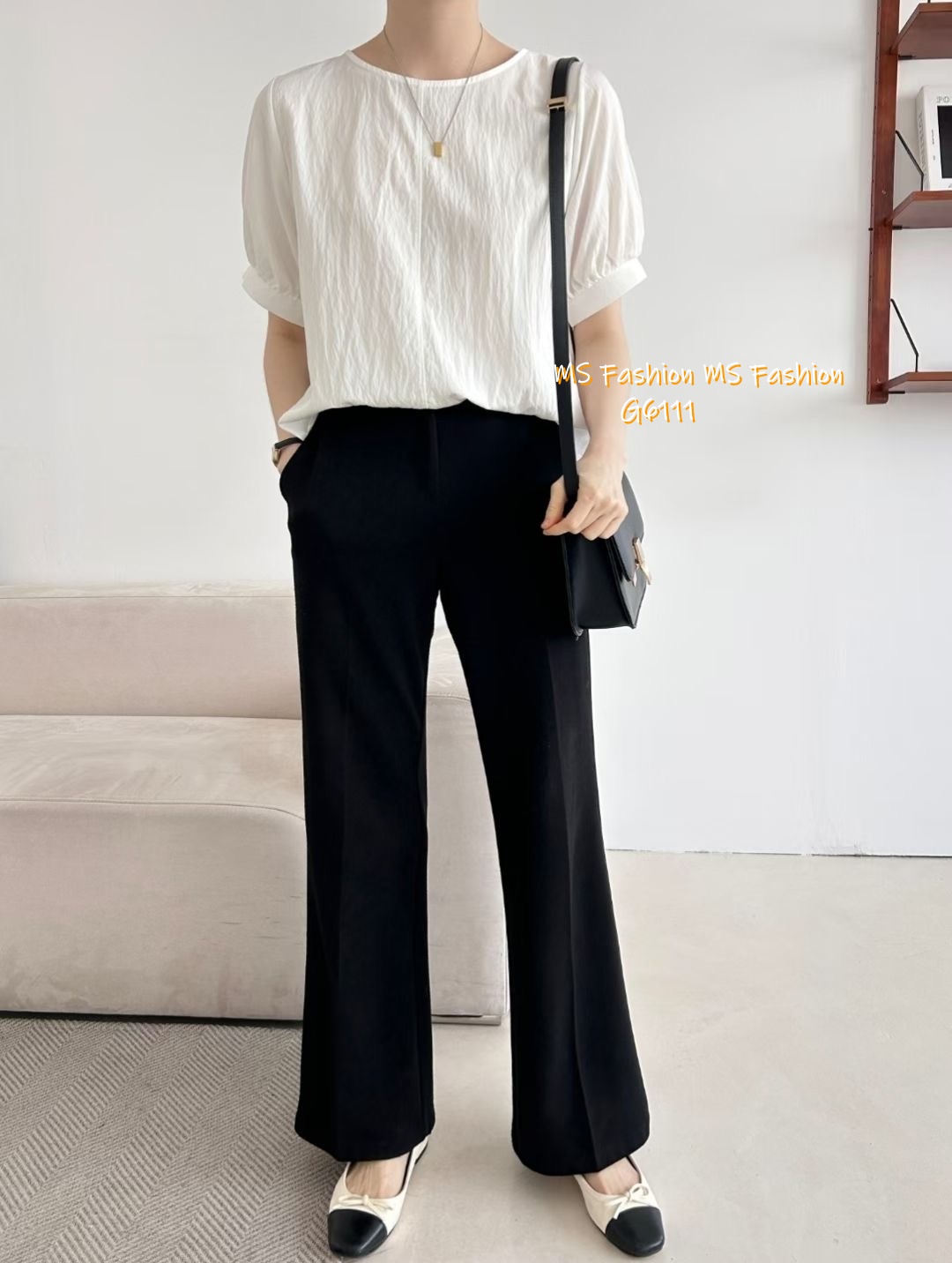 G6111 韓國🇰🇷特色皺皺拼布top