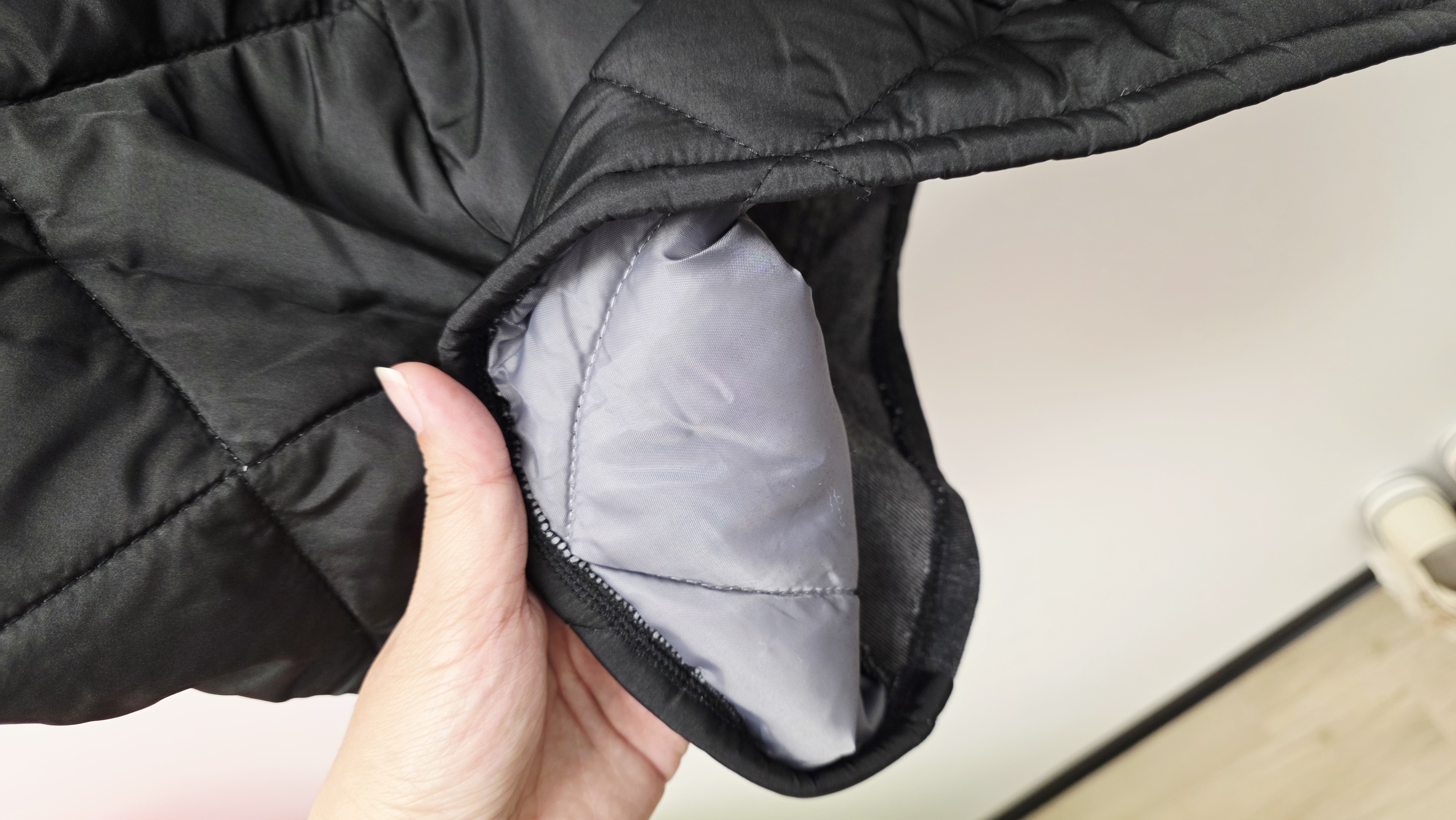 日牌炭灰牛仔拼夾棉蝴蝶結袋外套