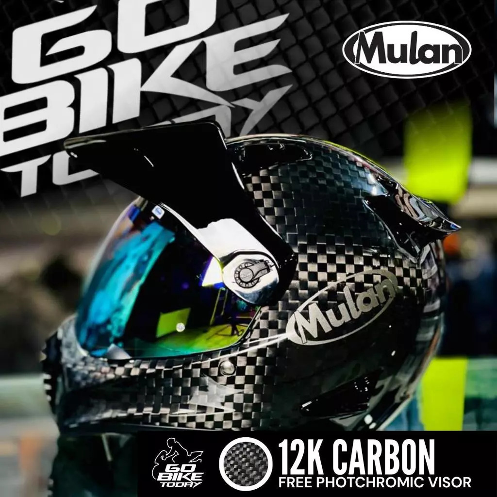 MULAN 739 12K CARBON FIBRE Adventure Helmet | Bulletproof Kevlar | Photochromic Visor | ECE Approved | Touring Ready