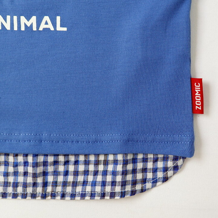 🇯🇵預訂 日本直送🇯🇵Zoomic兩色動物貼花前後印花格紋層疊短袖T恤