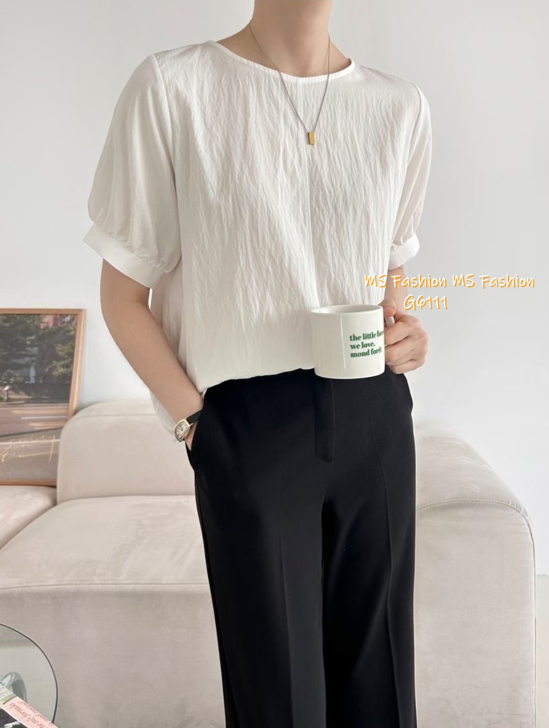 G6111 韓國🇰🇷特色皺皺拼布top