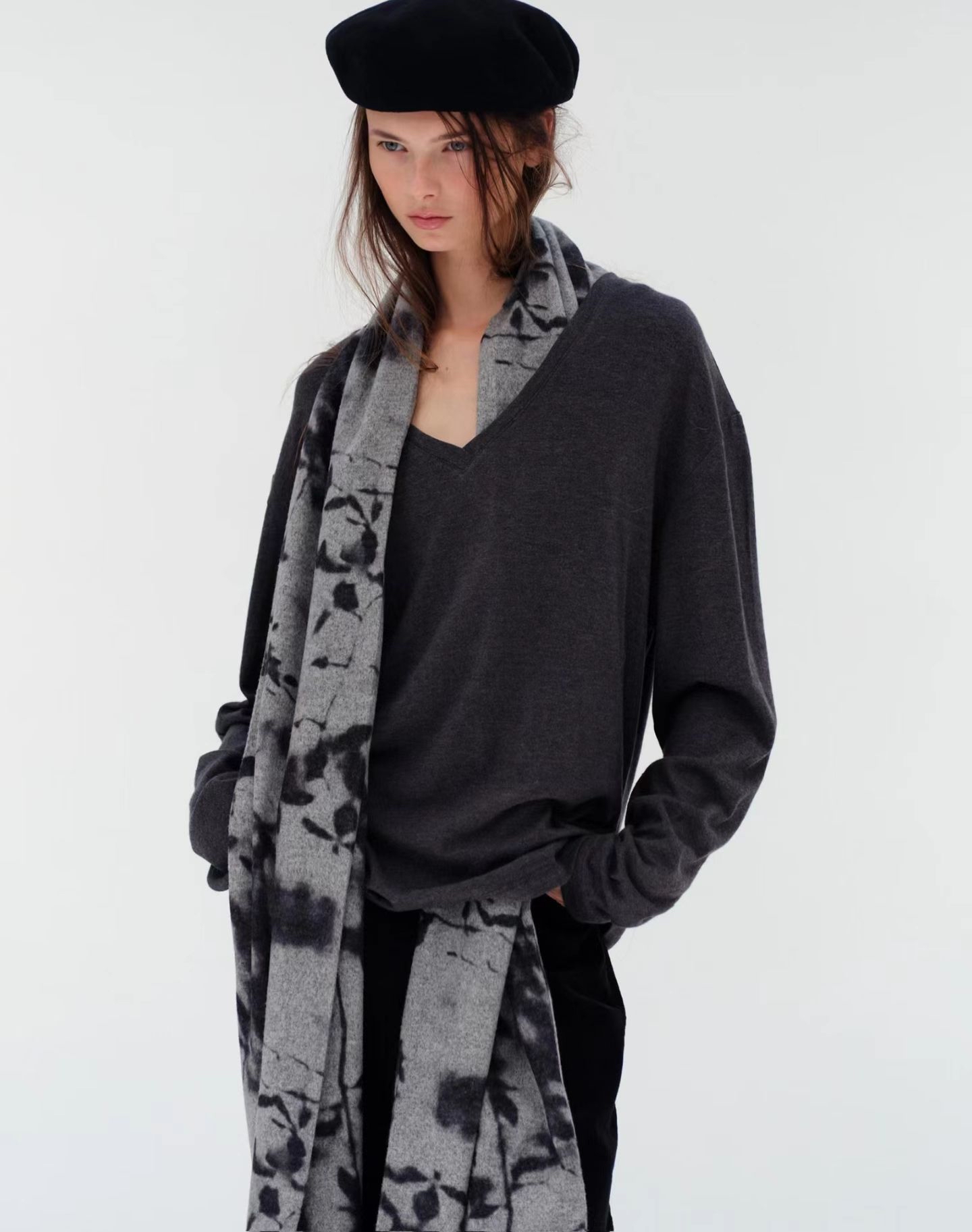 Flower ink scarf