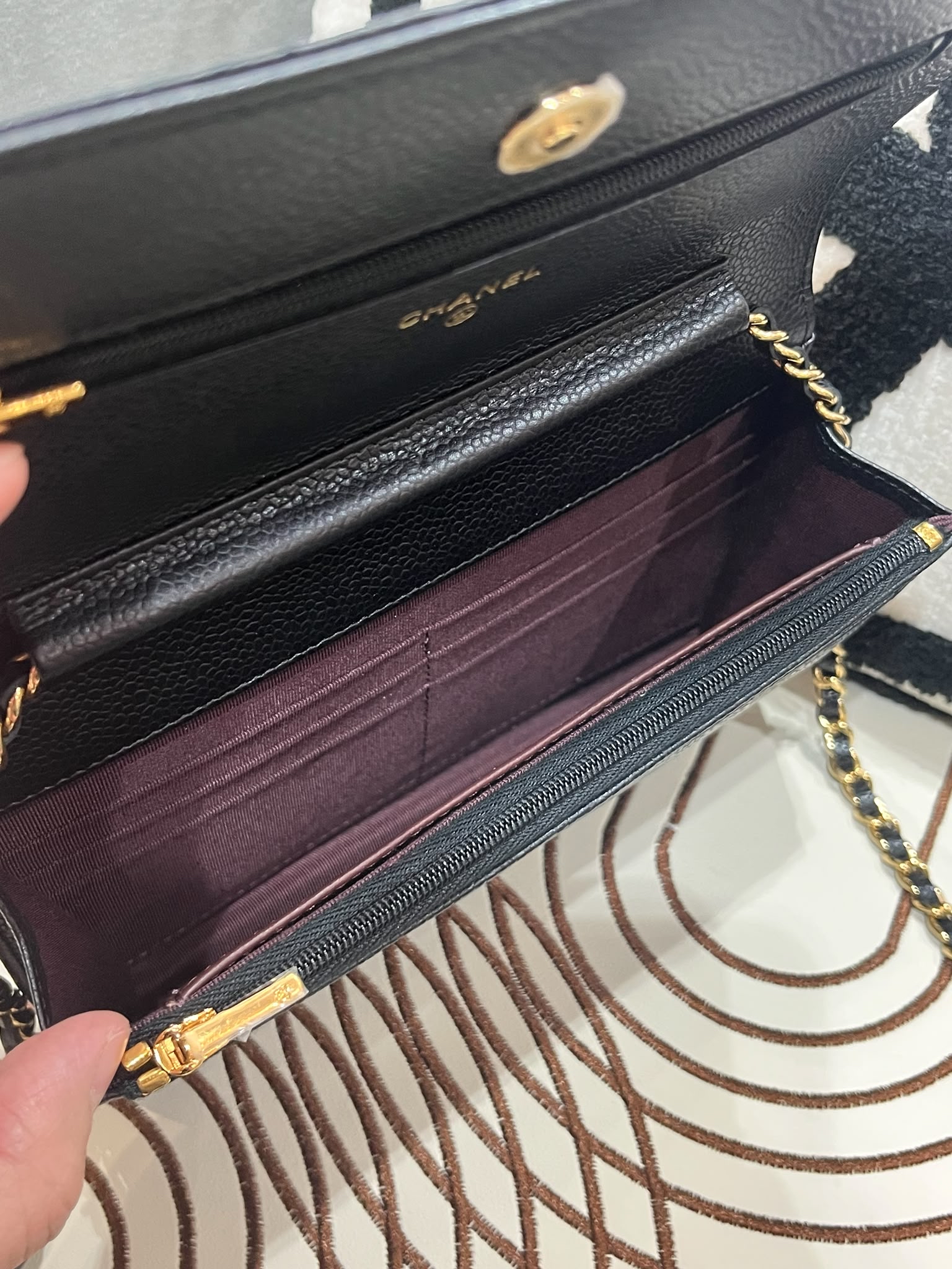Chanel Wallet On Chain 黑色荔枝牛皮金鏈 100%Authentic, 99%New ✅晶片 ✅Dust bag ✅Box