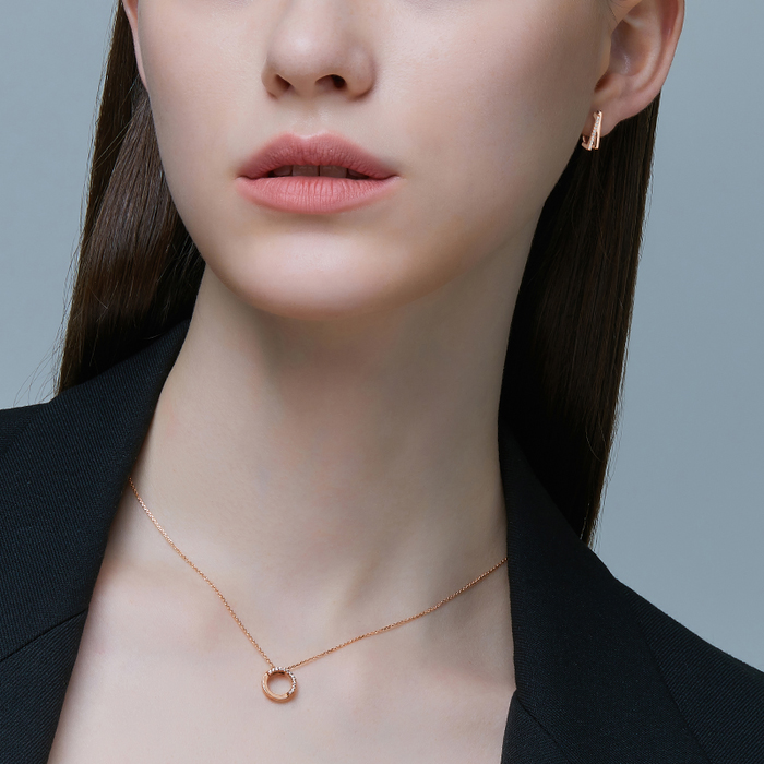 DIDIER DUBOT Signature D 玫瑰金耳環 (JDRER3F04ZC)