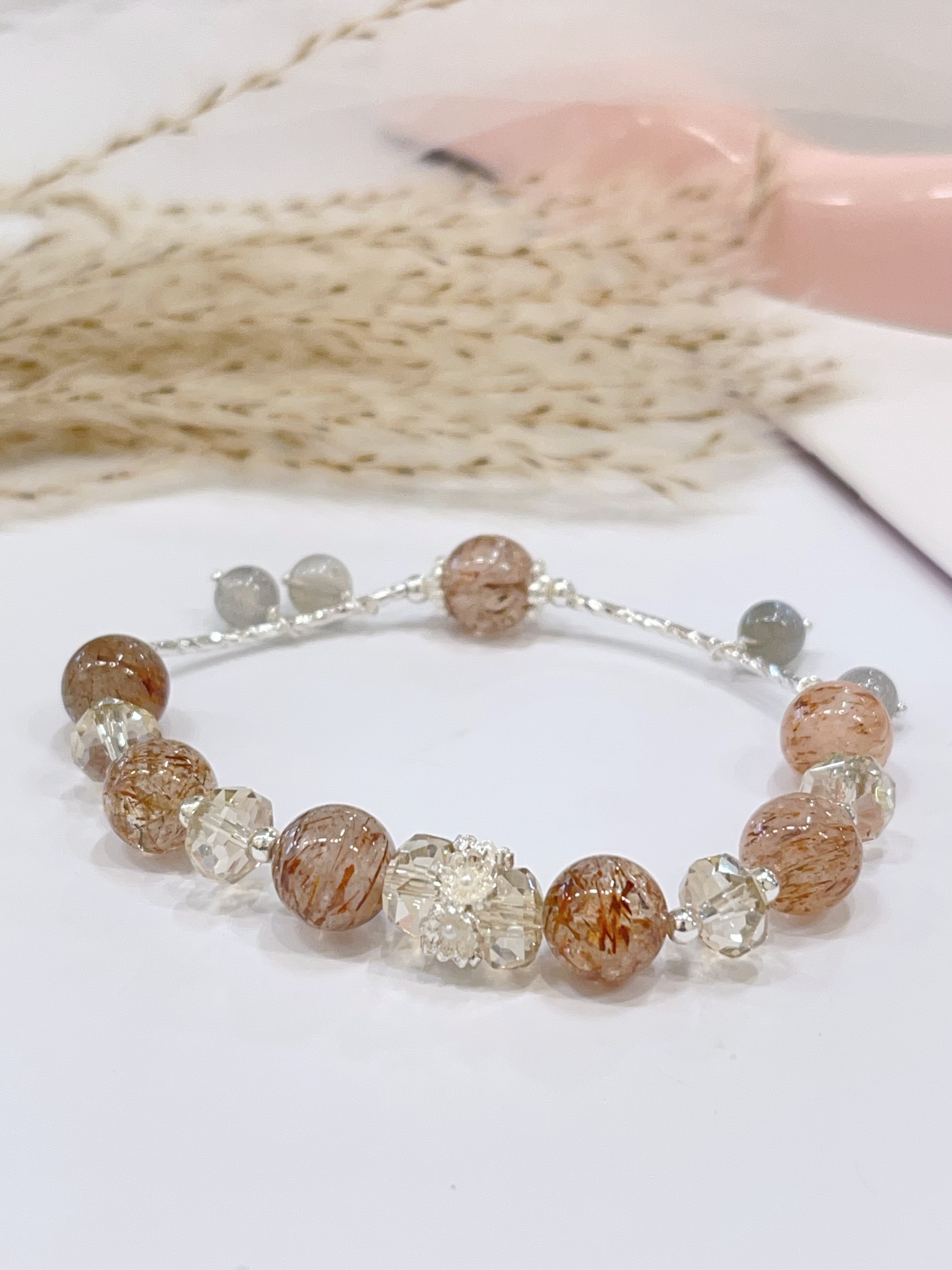 🌙 黑金超 × 月光石手串 Black Golden Super Seven & Moonstone