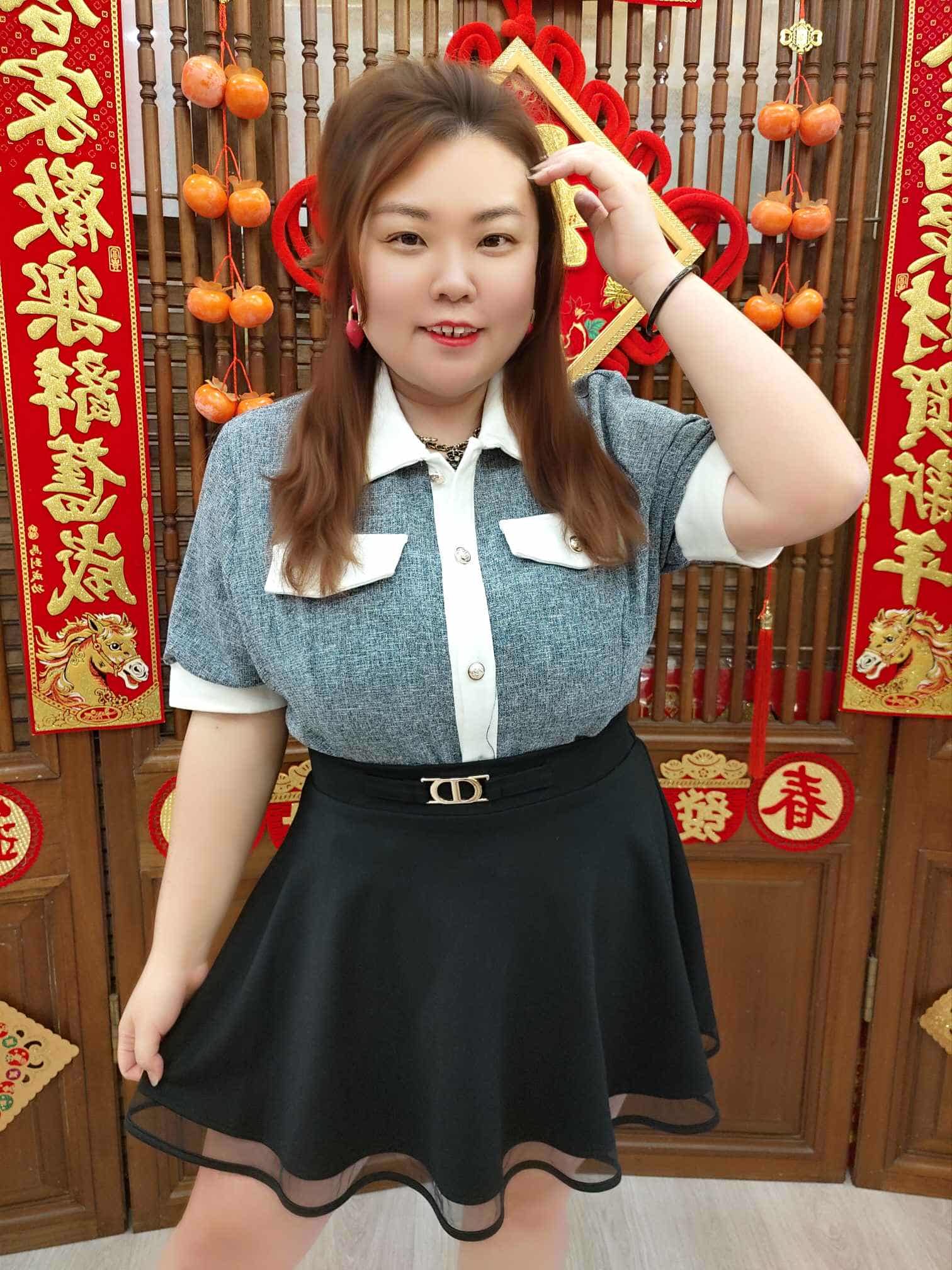 MFA01 TW#3866 小香风气质纽扣短袖上衣