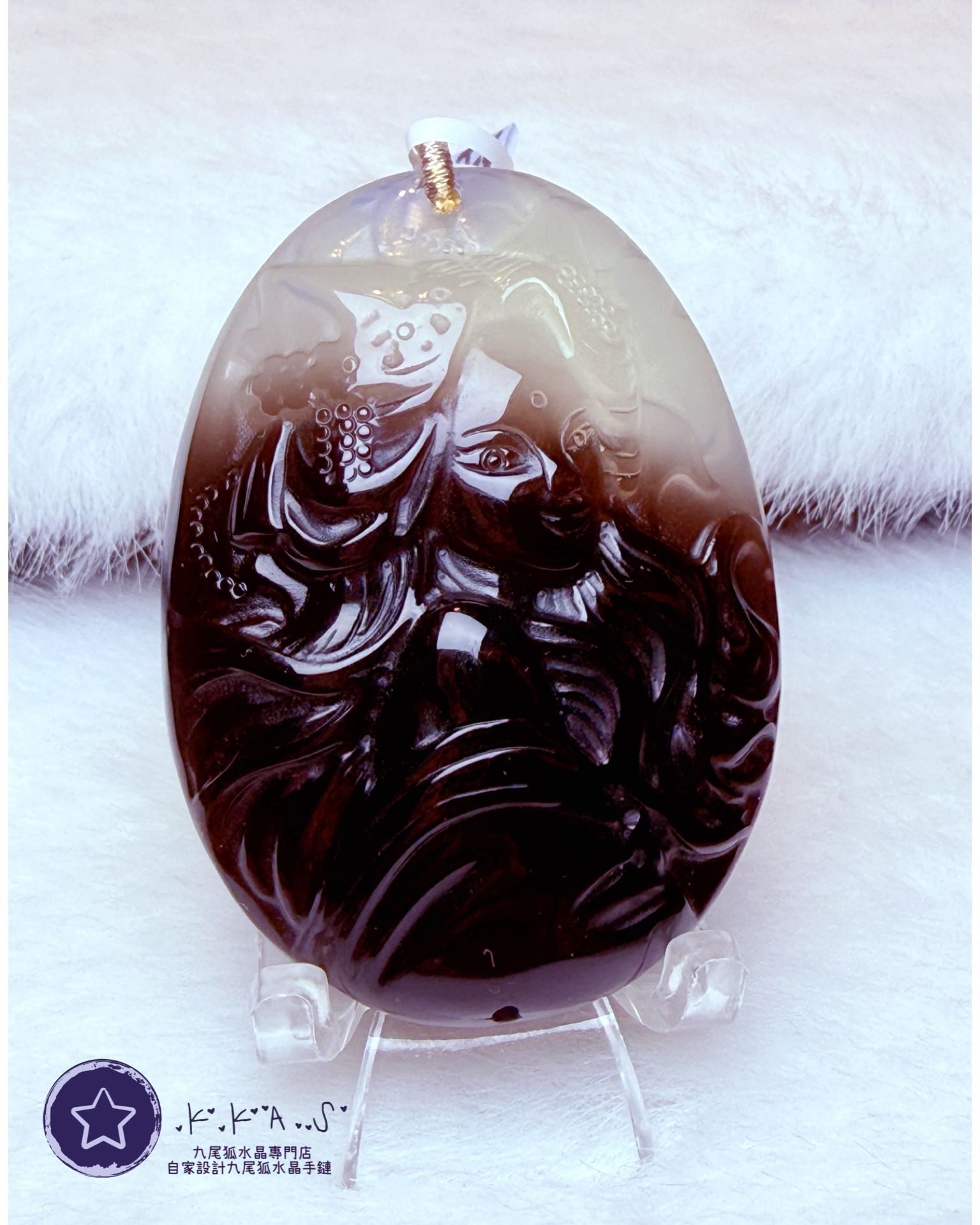 K00179 茶水晶 狐小姐 - 吊墜/手牌兩用款