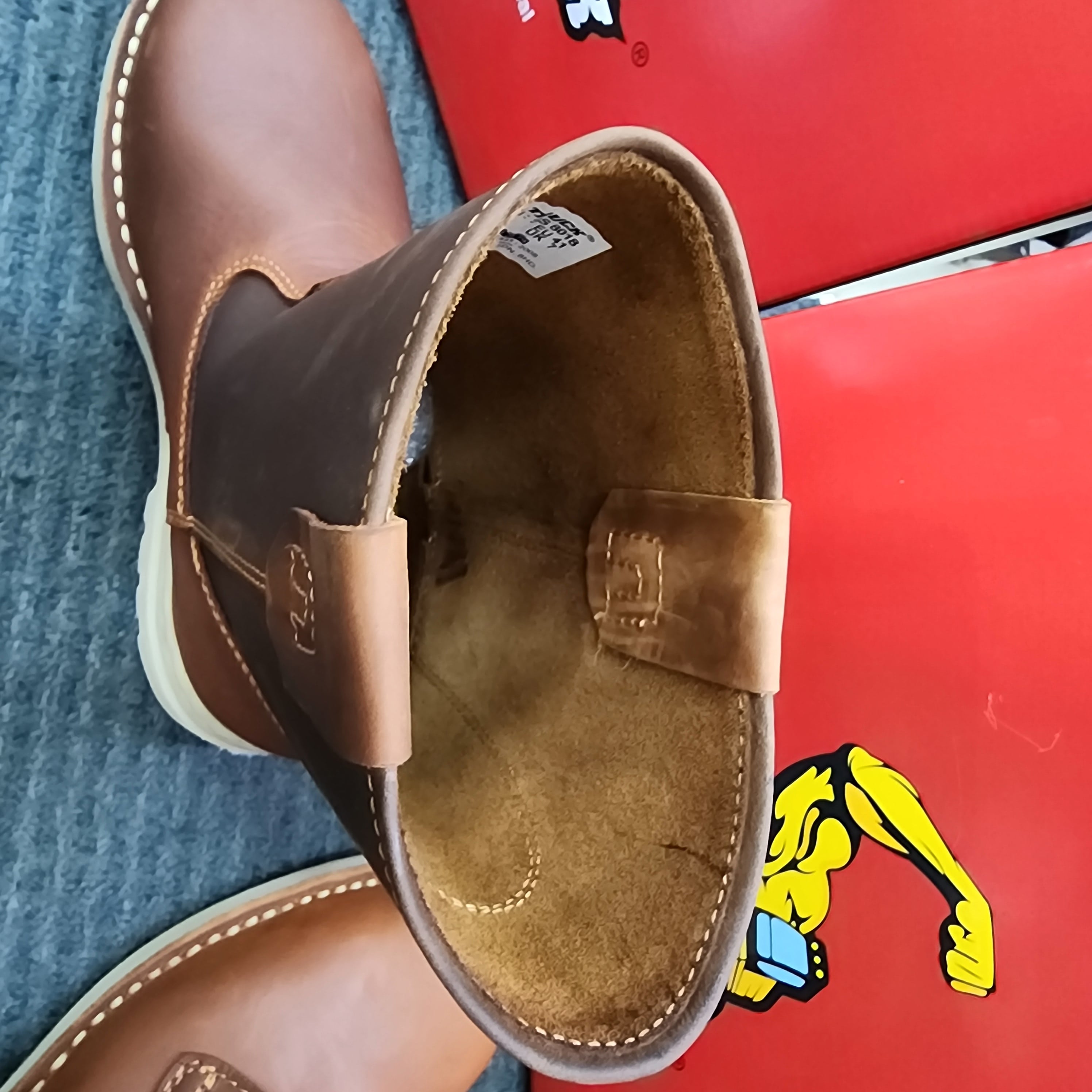 BIG TRUCK 8018 8033 8035 HONEY RUBBER SOLE SAFETY SHOES HIGH CUT ZIP LACE Leather Kasut Keselamatan