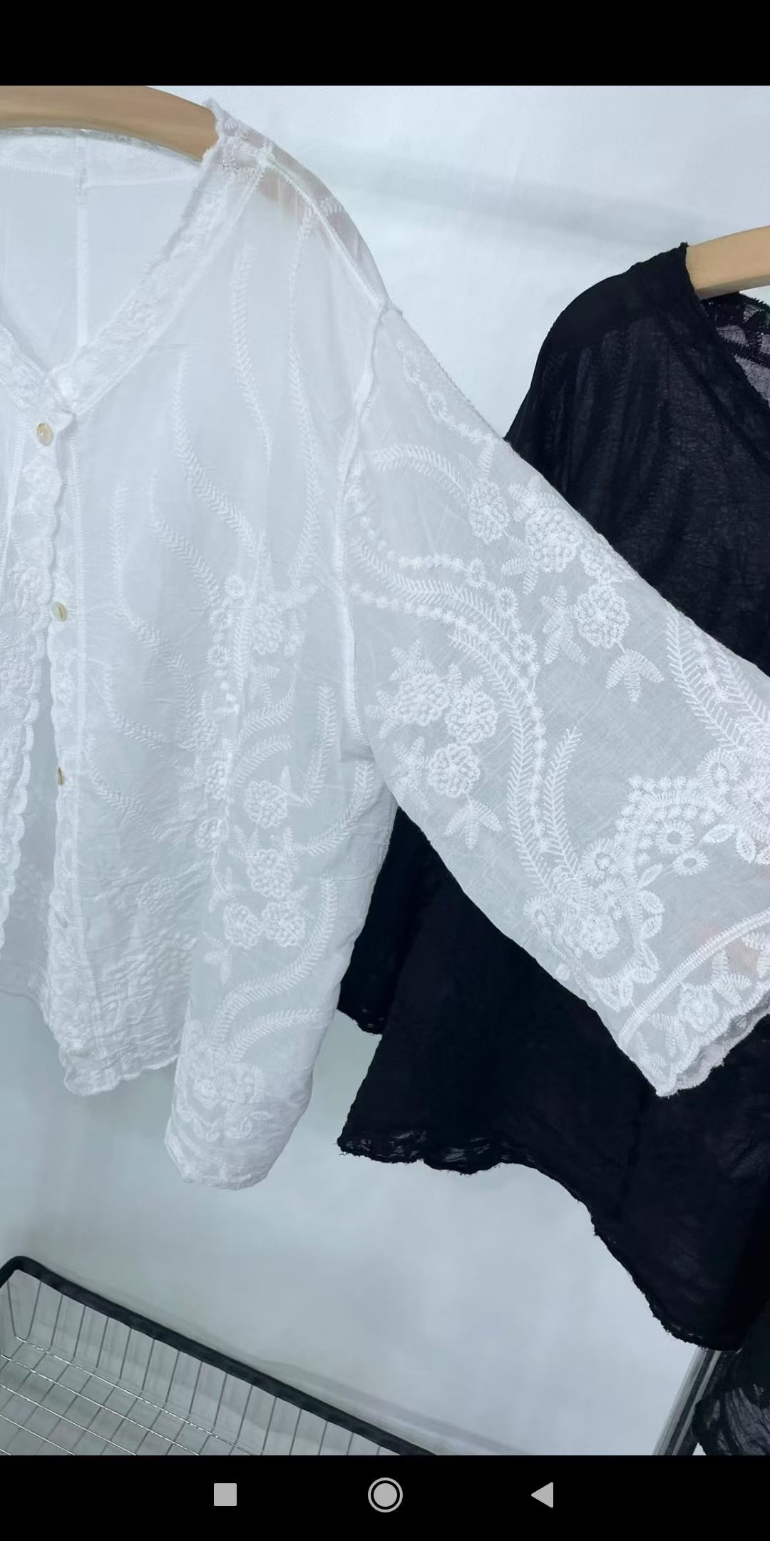 刺繡中袖薄外套