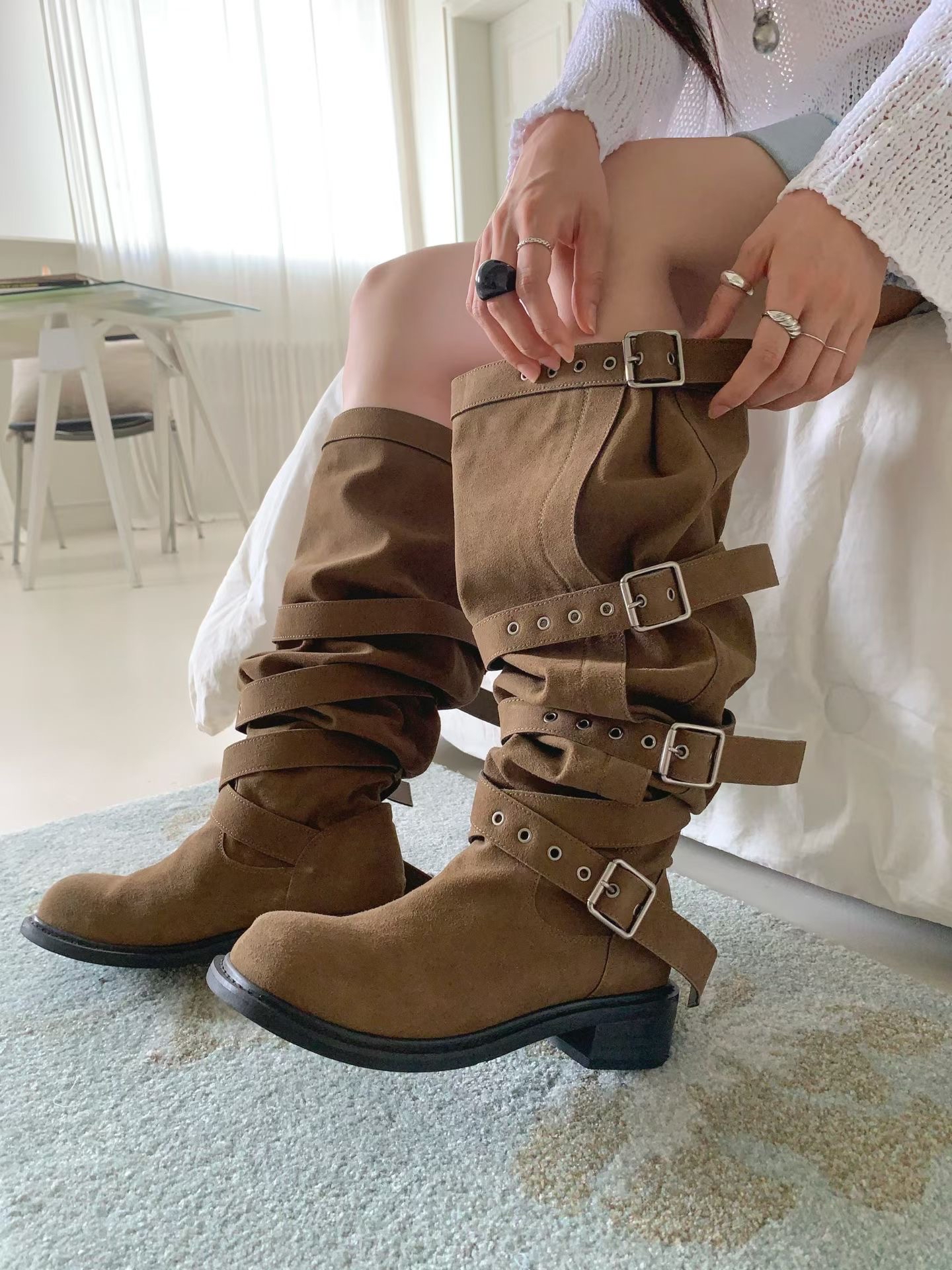 C06 過膝堆堆猄皮Boots