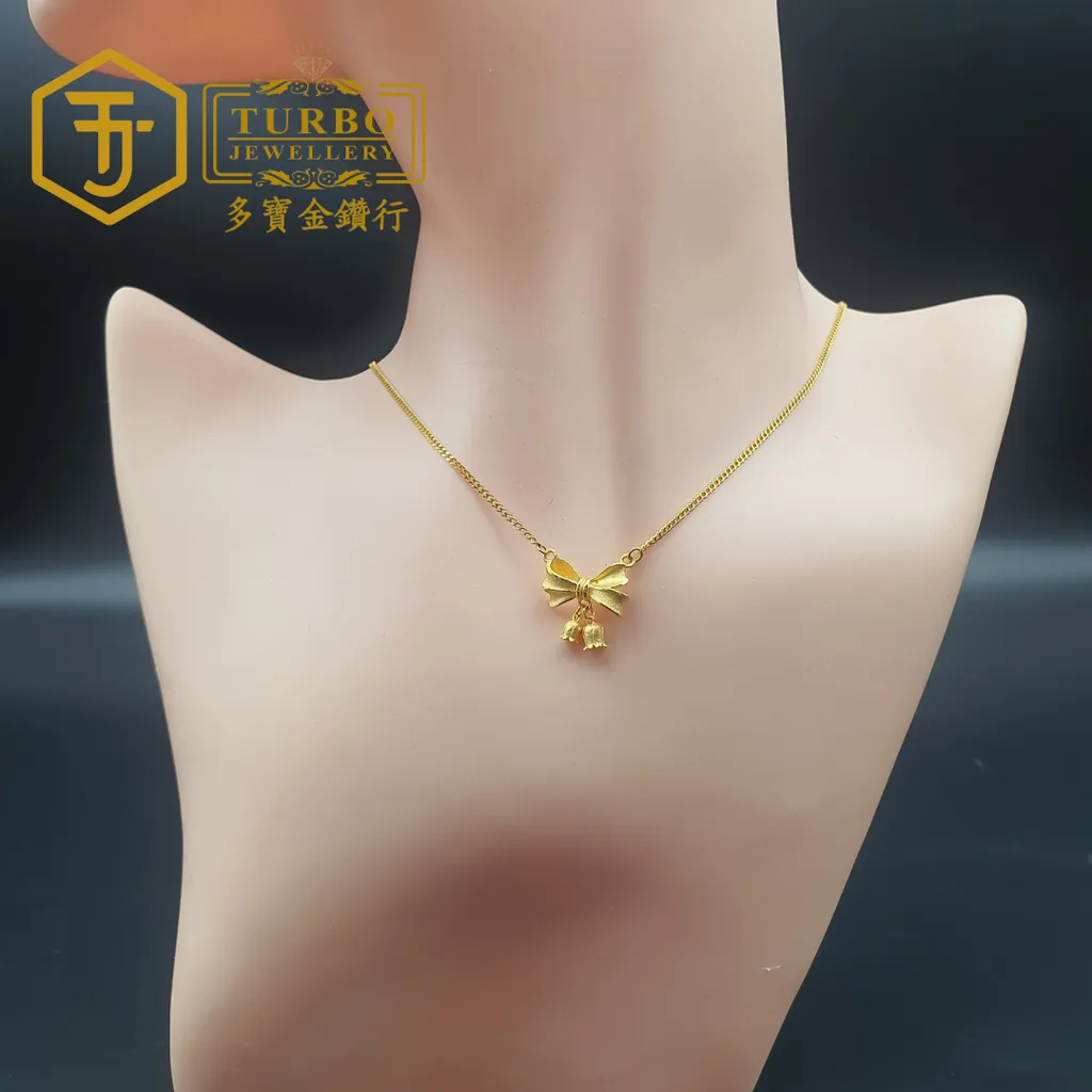 TURBO [999G] Ribbon Orchid Necklace 仄身间蝴蝶结铃兰花颈链
