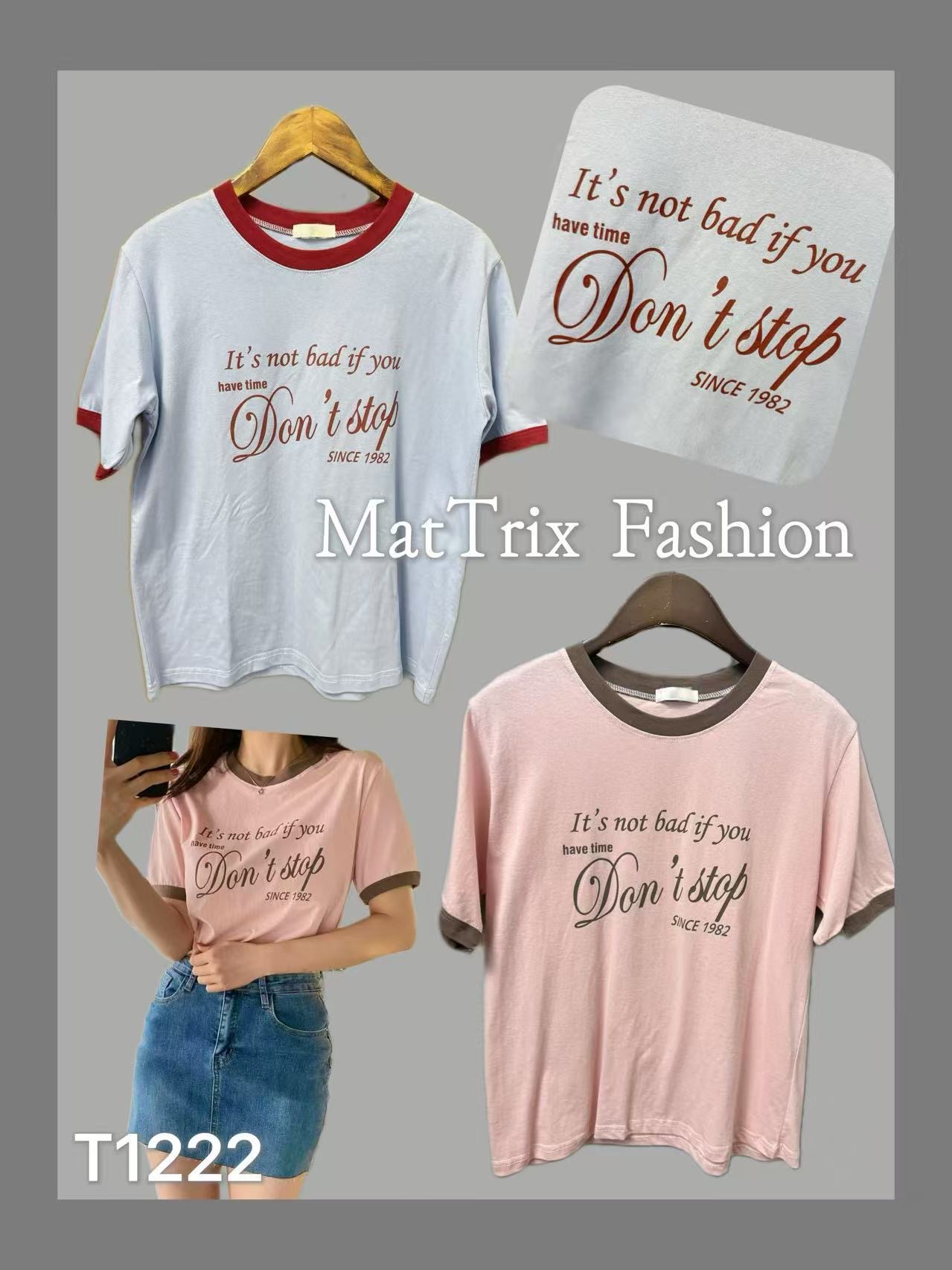 T1222 拼色Don’t Stop Tee 原價$220