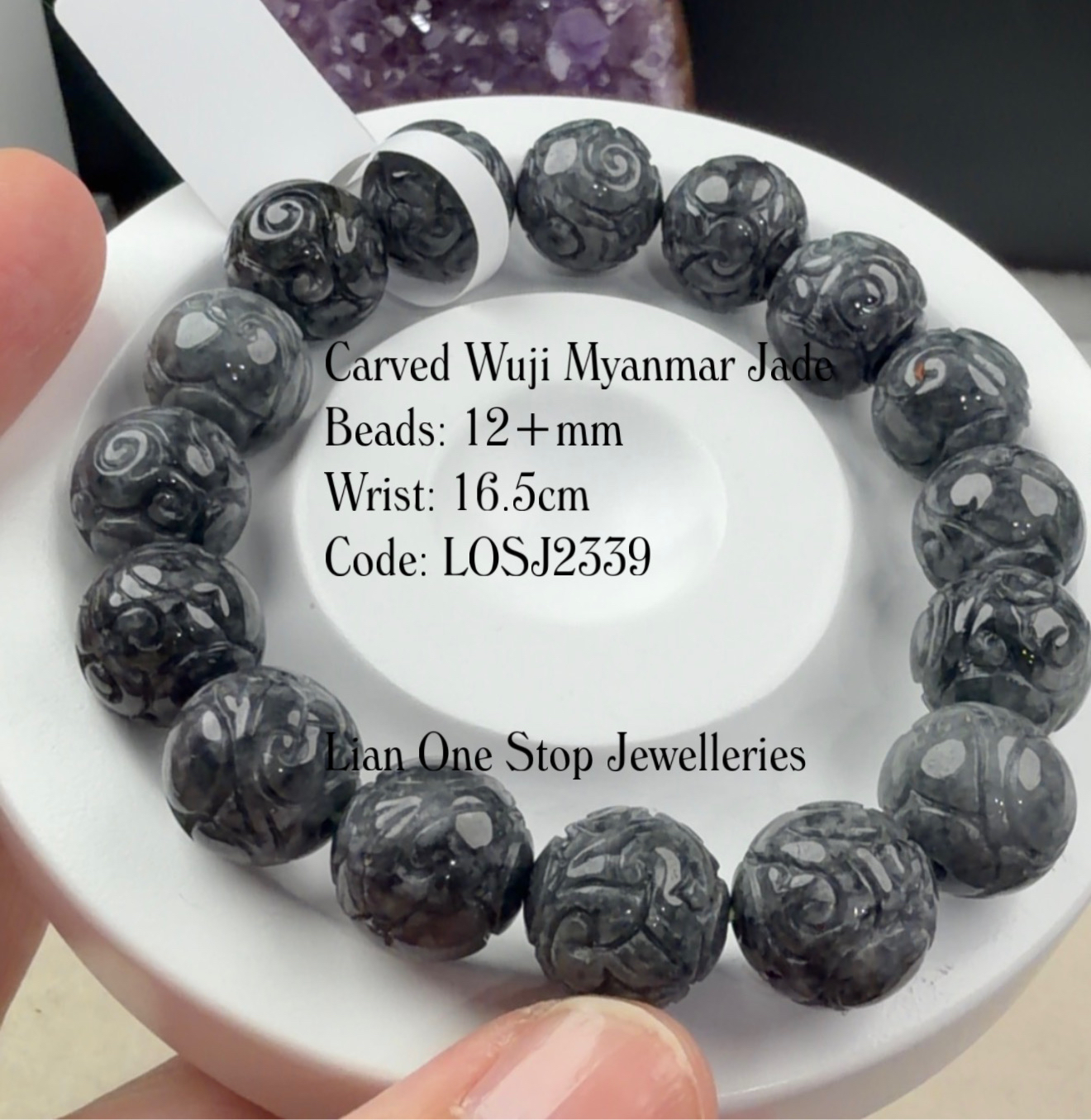 Code: LOSJ2339 Carved Wuji Myanmar Jade