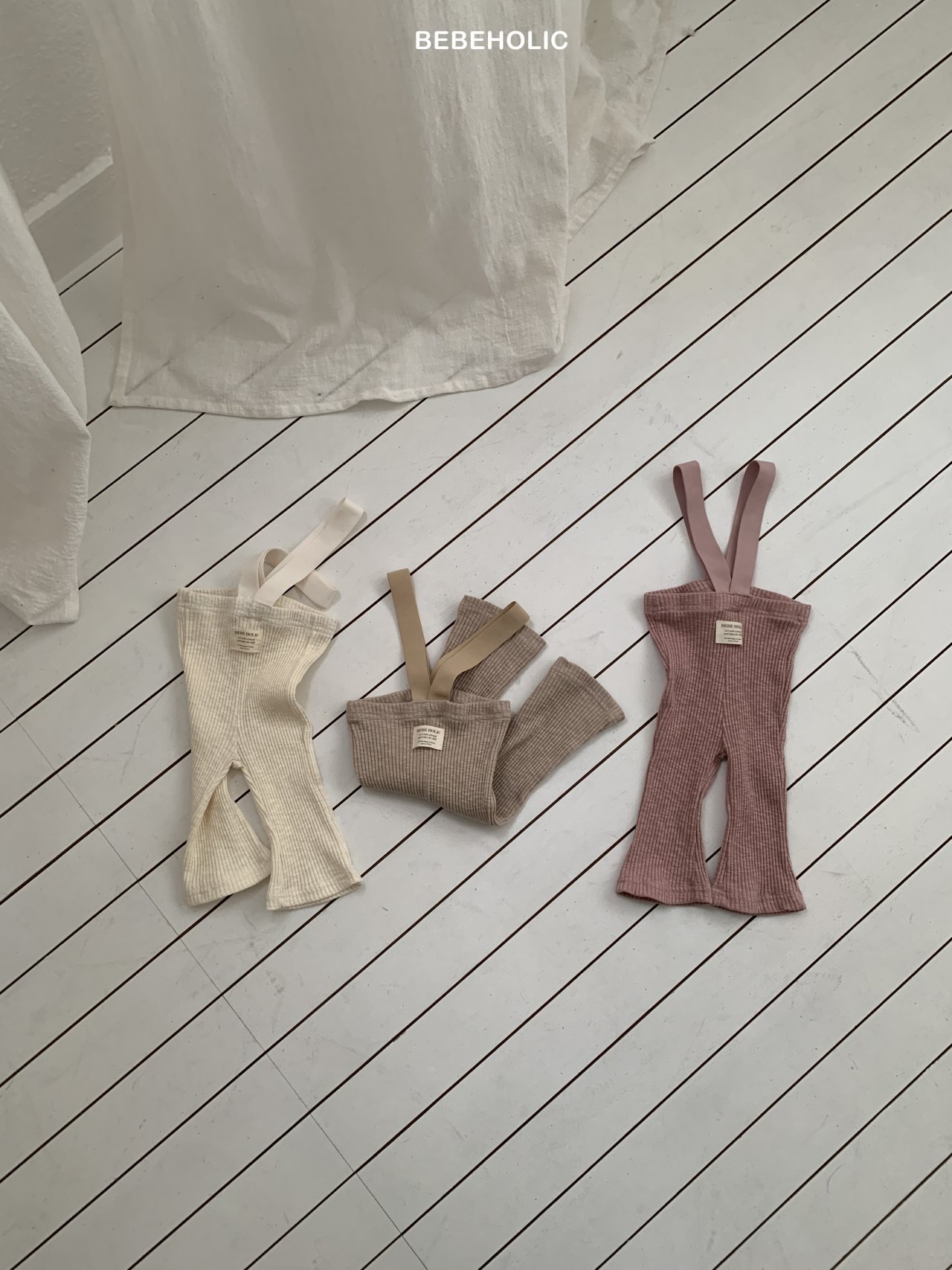 🌸預訂 韓國直送🌸🇰🇷BEBEHOLIC三色標籤羅紋吊帶褲