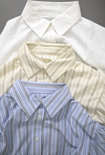 多比條紋蓬袖襯衫 - 2026 流行穿搭  長䄂襯衫 春夏時尚穿搭 柔軟舒適 日常穿搭 易於配搭 日本直送   #JP-I-260030