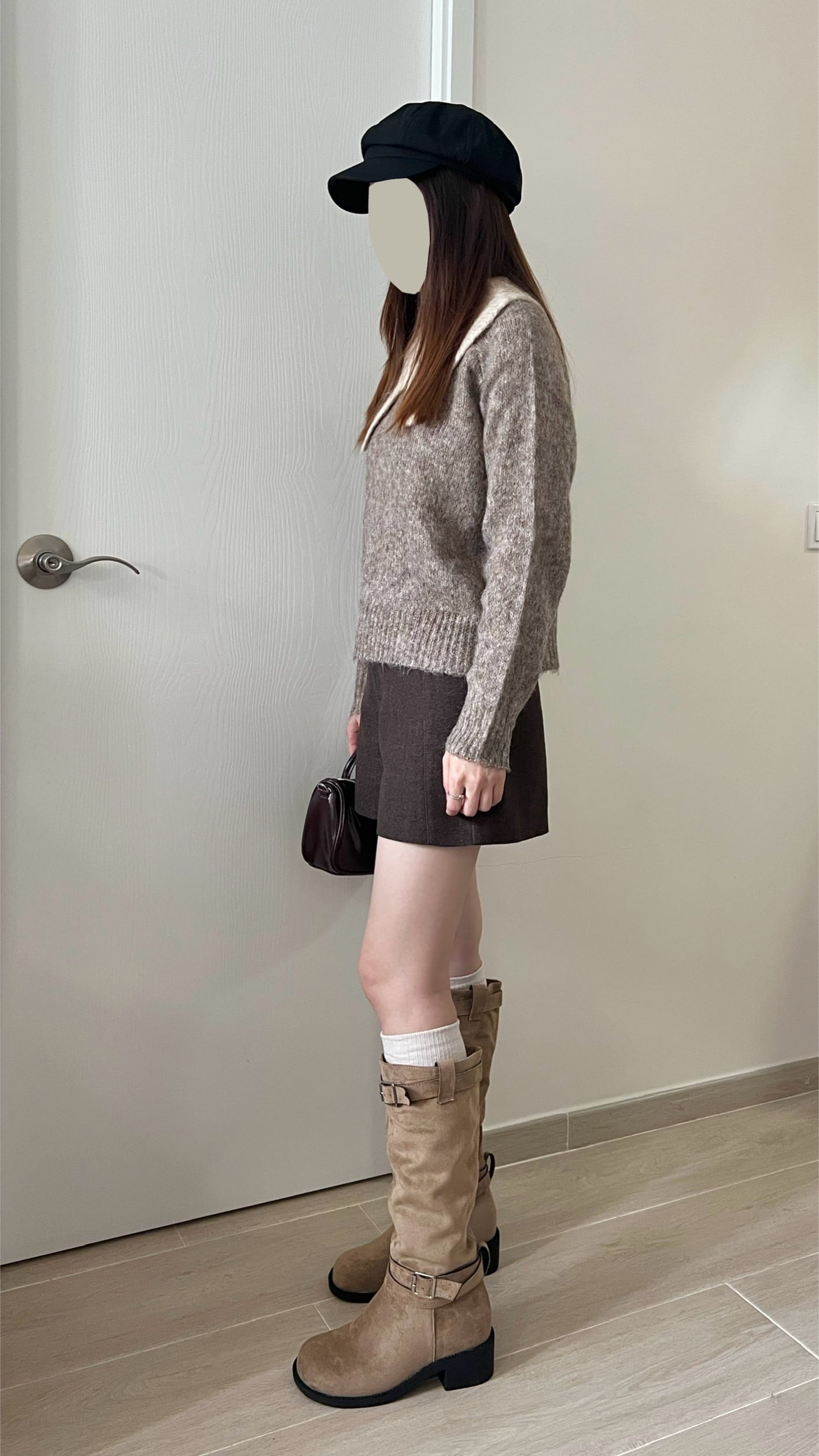 大蝴蝶領口混色毛衣 現貨