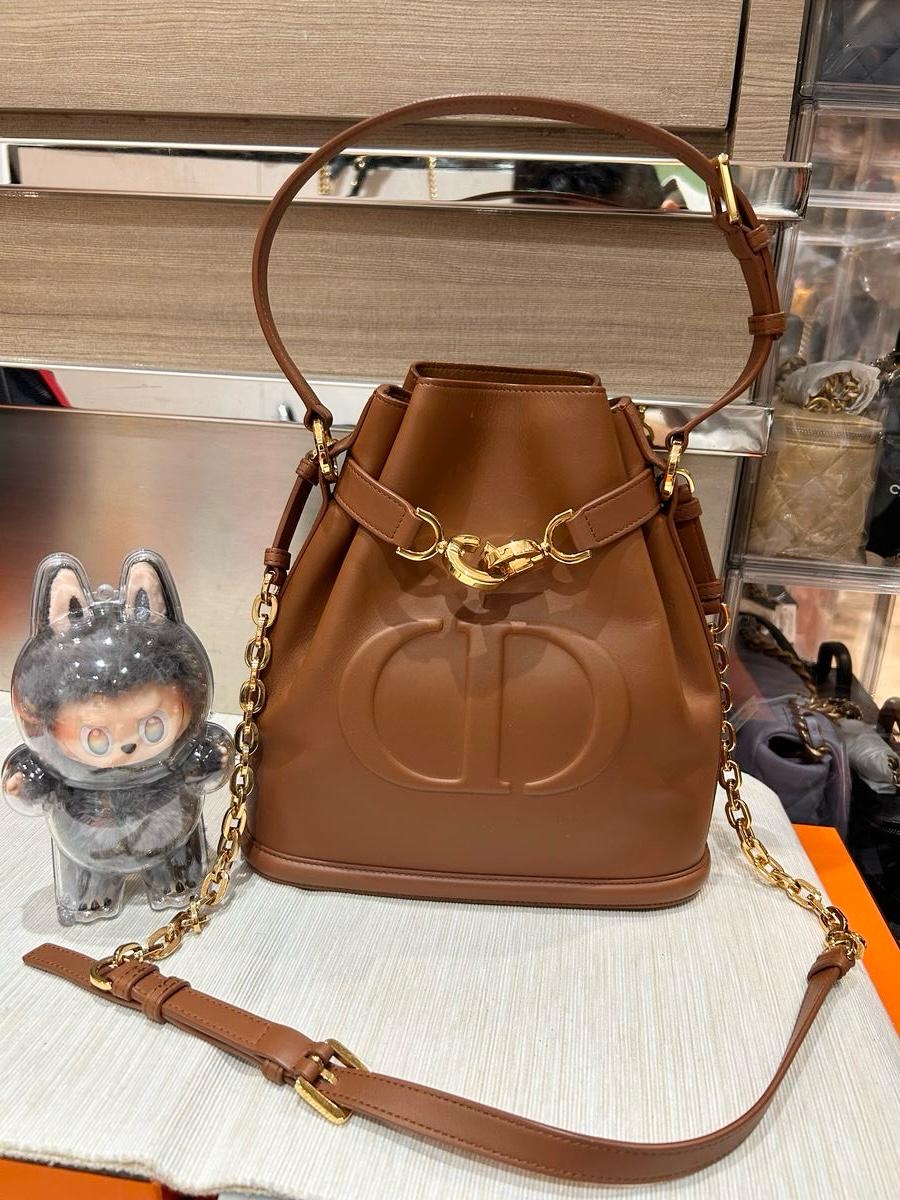 Dior C'EST Christian Dior Calfskin Medium Tan 100%Authentic, 98%New ✅Dust bag