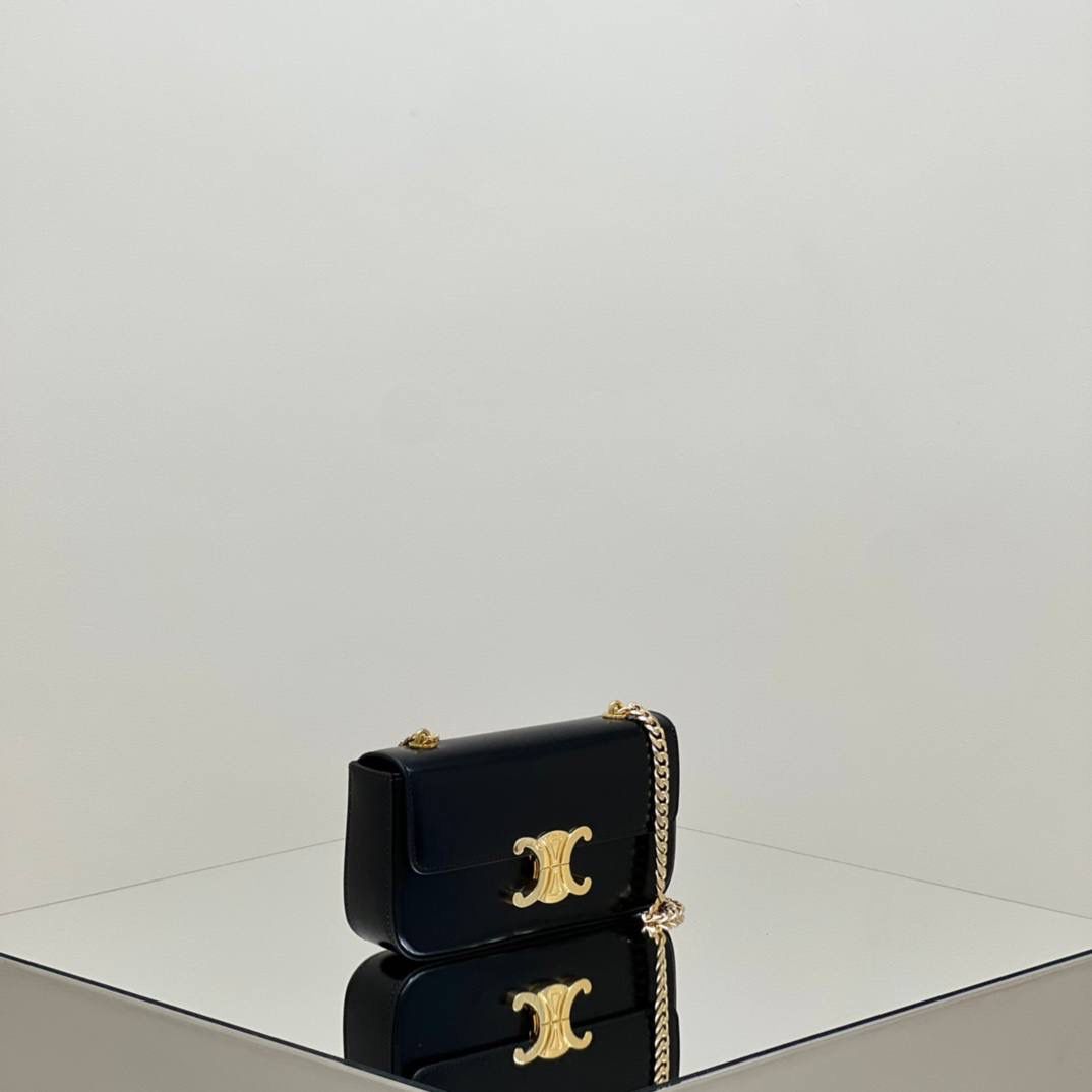 🔥大货实拍图 𝗖𝗘𝗟𝗜𝗡𝗘 ♥ 𝗧𝗥𝗜𝗢𝗠𝗣𝗛𝗘链条腋下包 型号：197993 尺寸：20.5*11.5*4cm