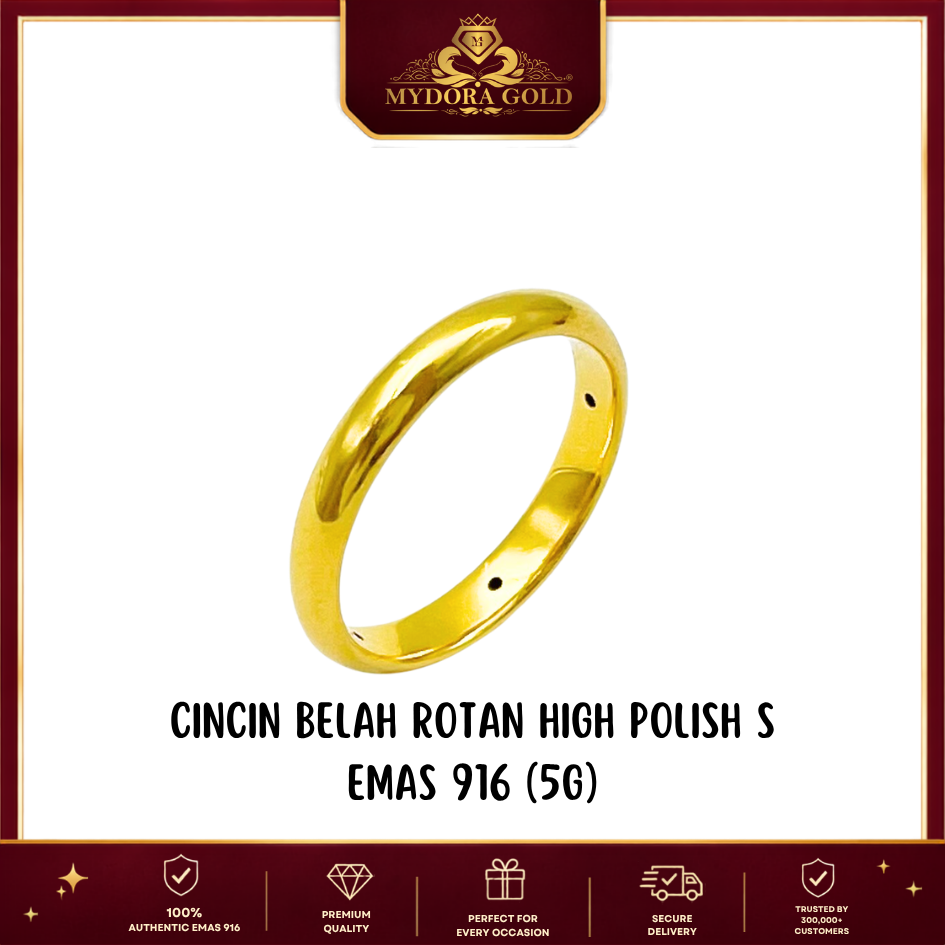 MYDORA Cincin Belah Rotan High Polish (5G) l EMAS 916/22K