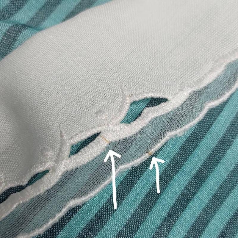 Vintage Embroidered Collar Turquoise Striped Blouse Shirt(MT1606-20)