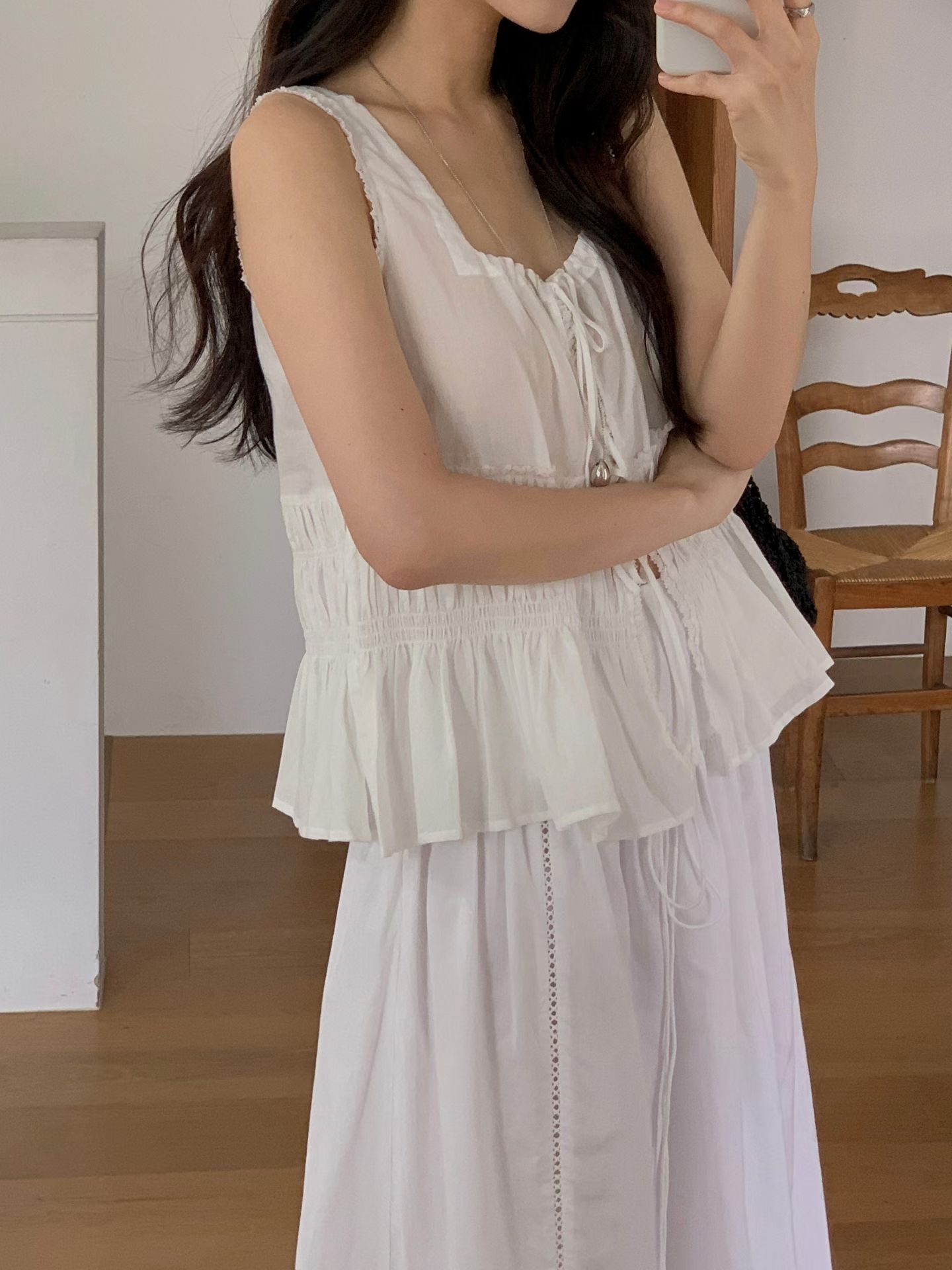 Lovely shirred front-open top